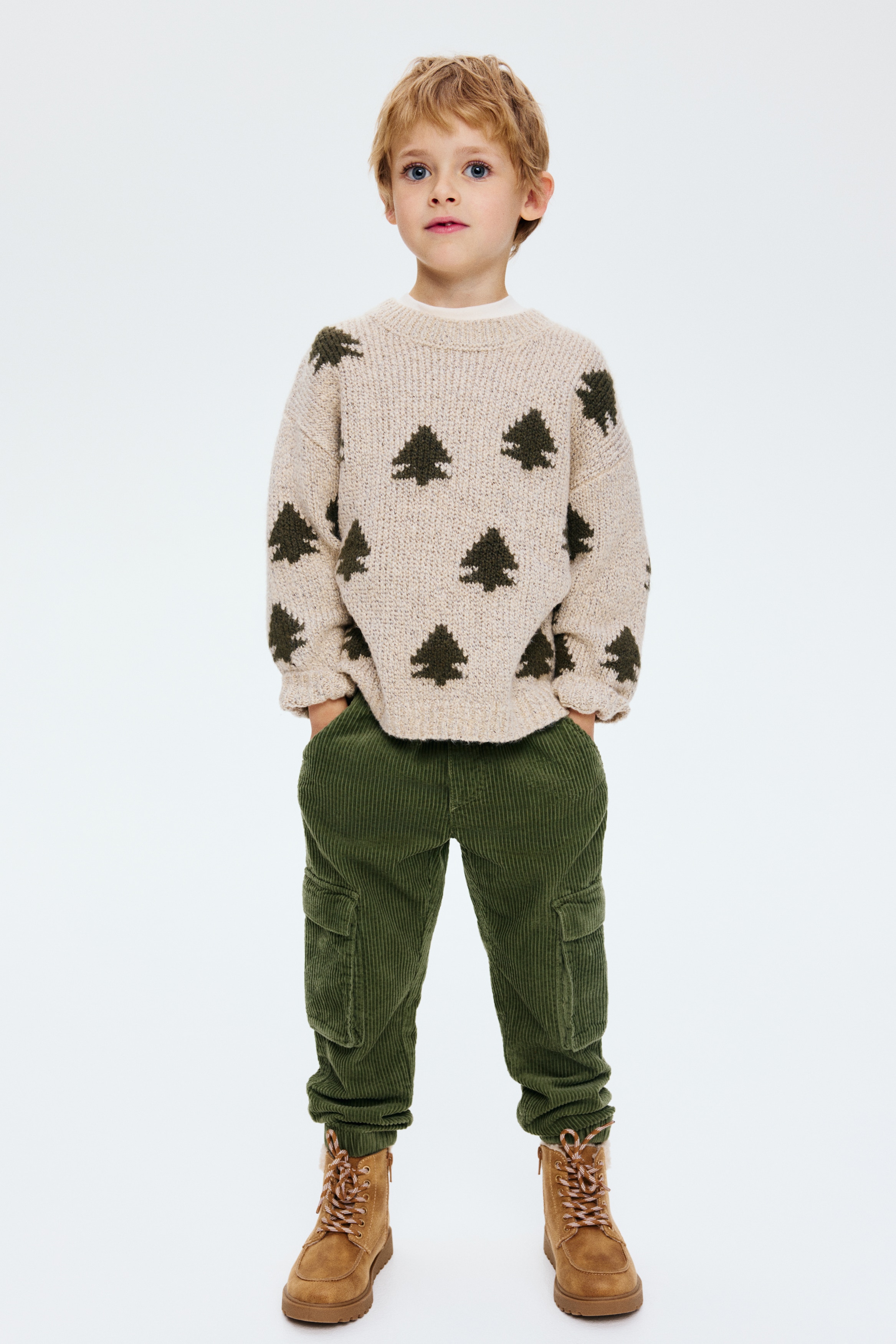 Green Corduroy cargo joggers - Size: 8-9Y  - H&M