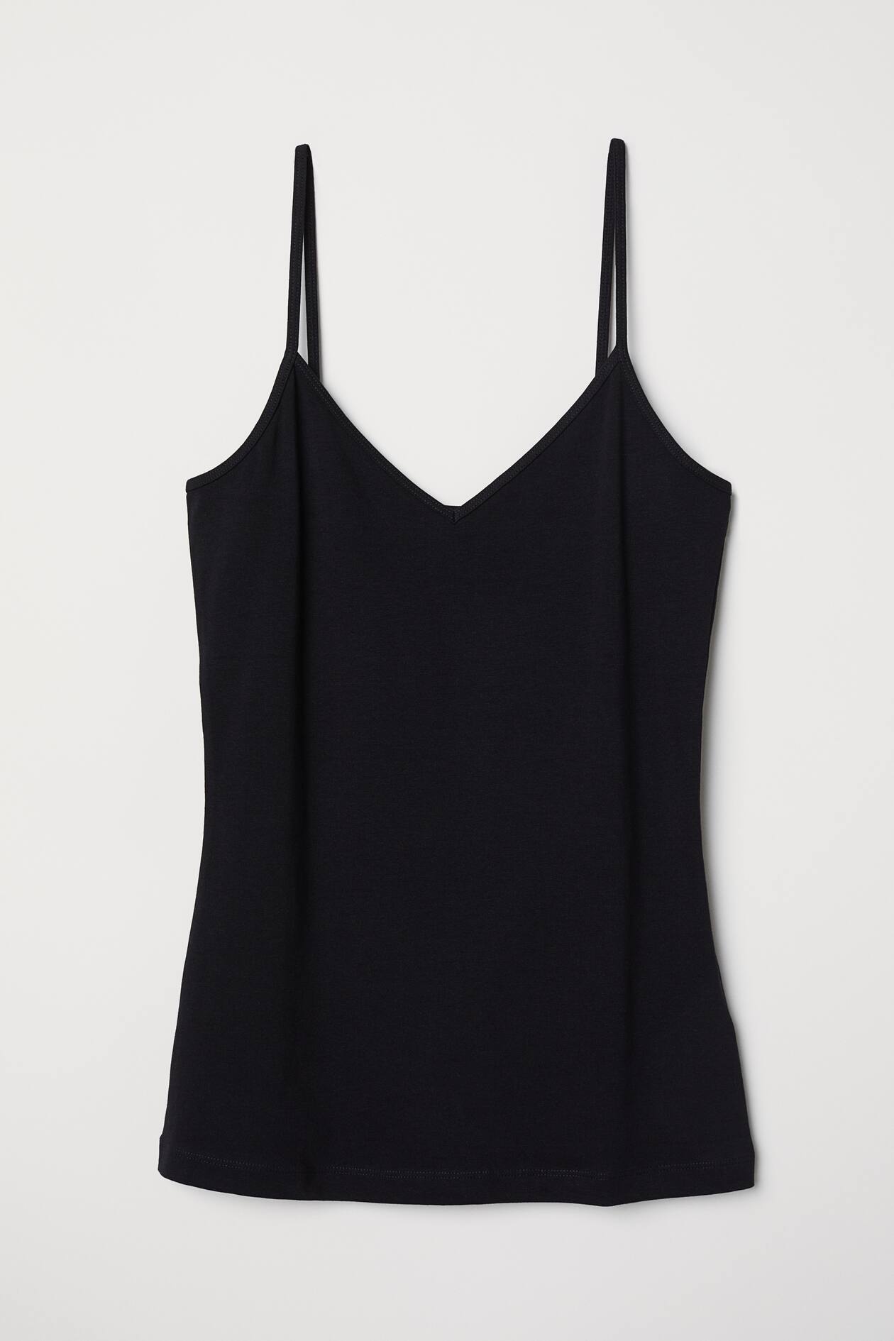 V-neck strappy jersey top - V-neck - Sleeveless - Black - Ladies | H&M GB