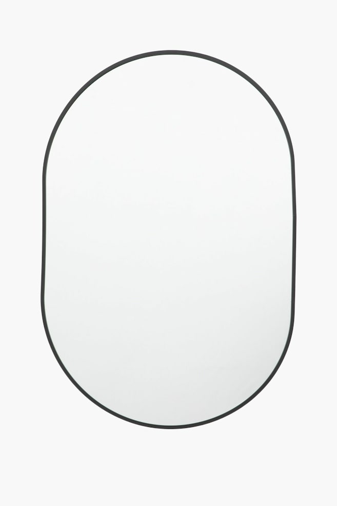 Wooden Frame Oval Mirror 50 X 75cm - Black - 1