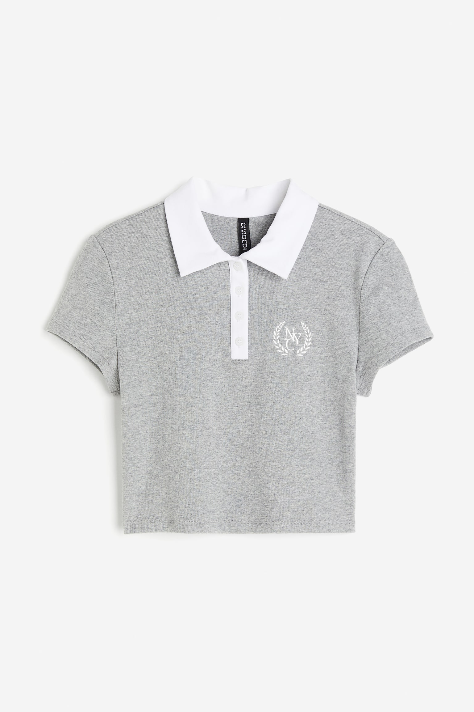 Cropped polo shirt - Light grey marl/NYC/Dark blue/Striped/Red/Los Angeles/Light grey marl/Tiger - 1