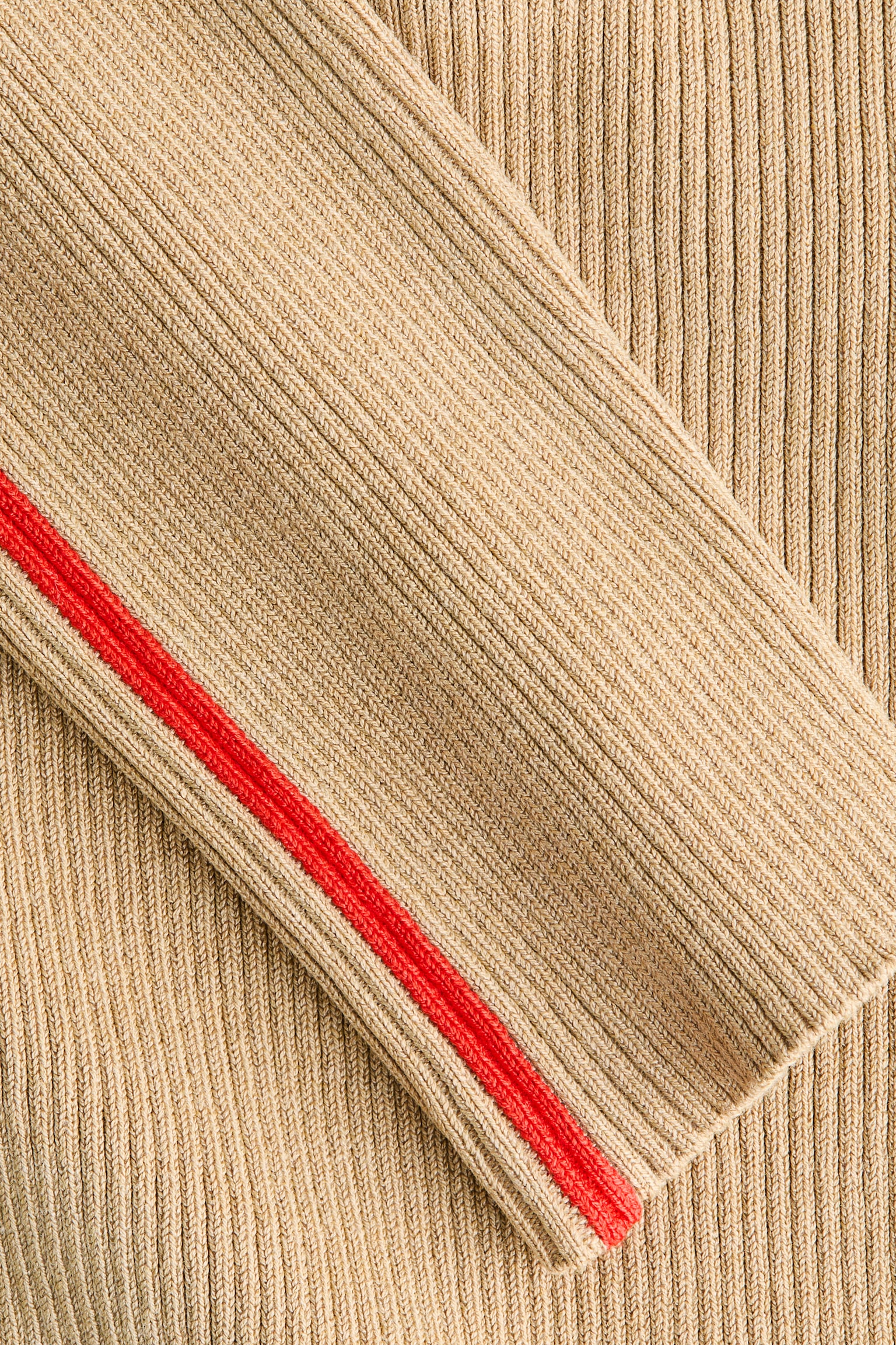 Pull en maille côtelée avec col zippé - Beige/Bleu marine - 2