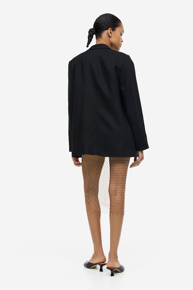 Rhinestone-embellished net skirt - Beige - 4