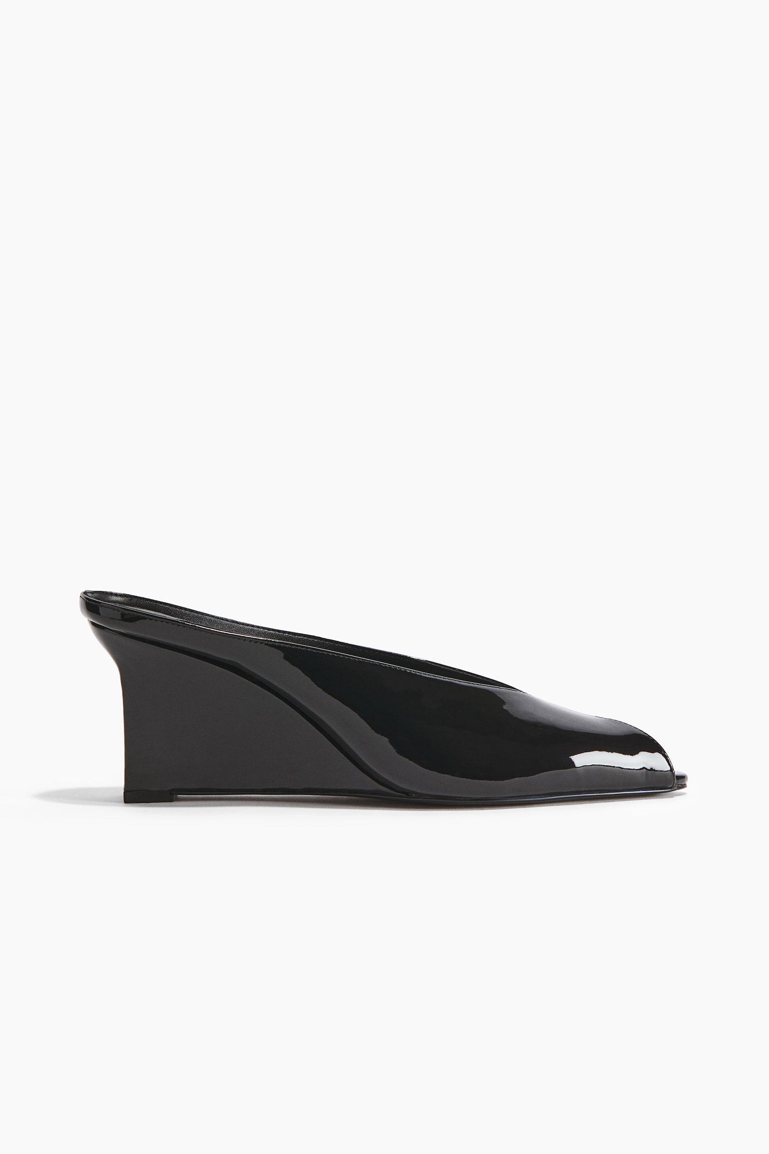 Wedge-Heeled Mules - Black