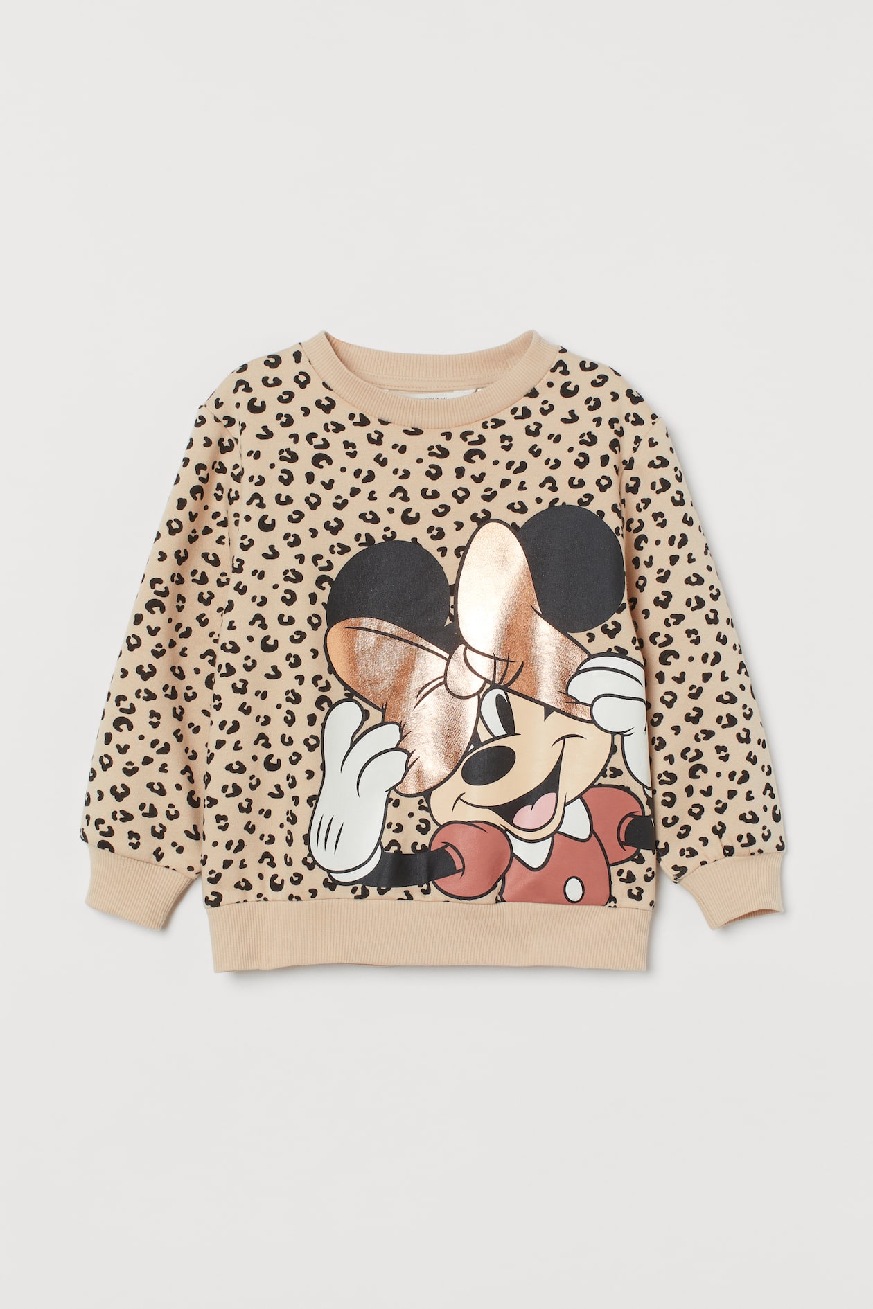 Sweatshirt - Crew-neck - Long sleeve - Beige/Minnie Mouse - Kids | H&M US