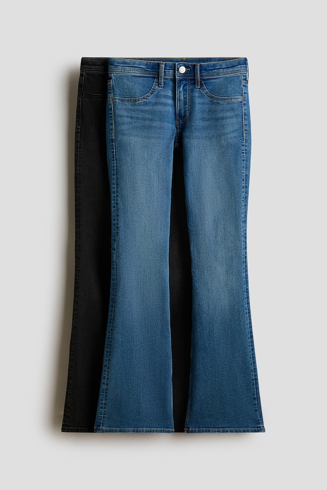 2-pack Flared Leg Low Jeans - Denim blue/denim black/Black/denim blue/Denim gray/light denim blue/Denim gray/denim blue/Light denim blue/denim blue - 1