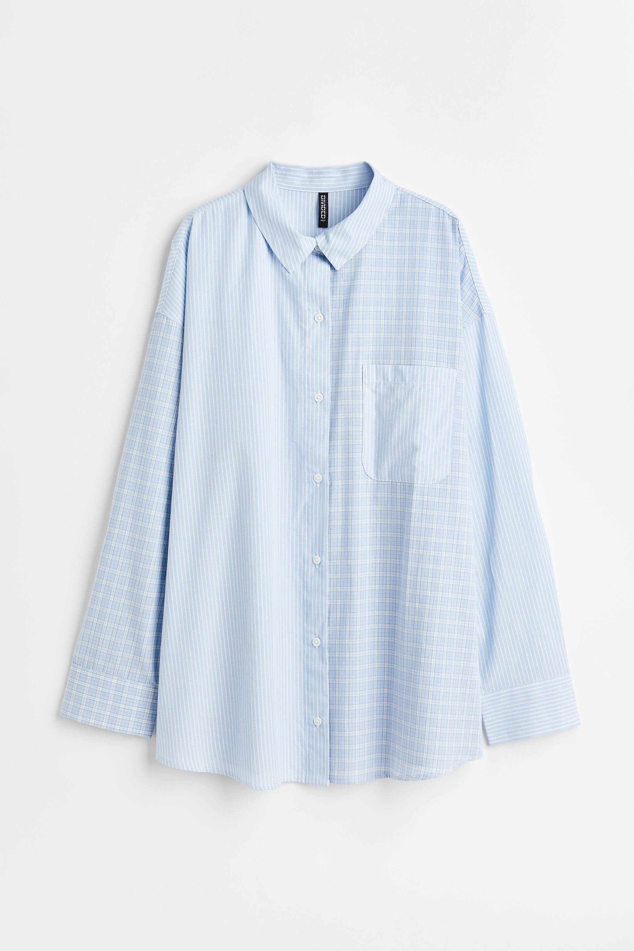 View larger image: Oversized cotton shirt - Light blue/Patterned - Ladies | H&M 1