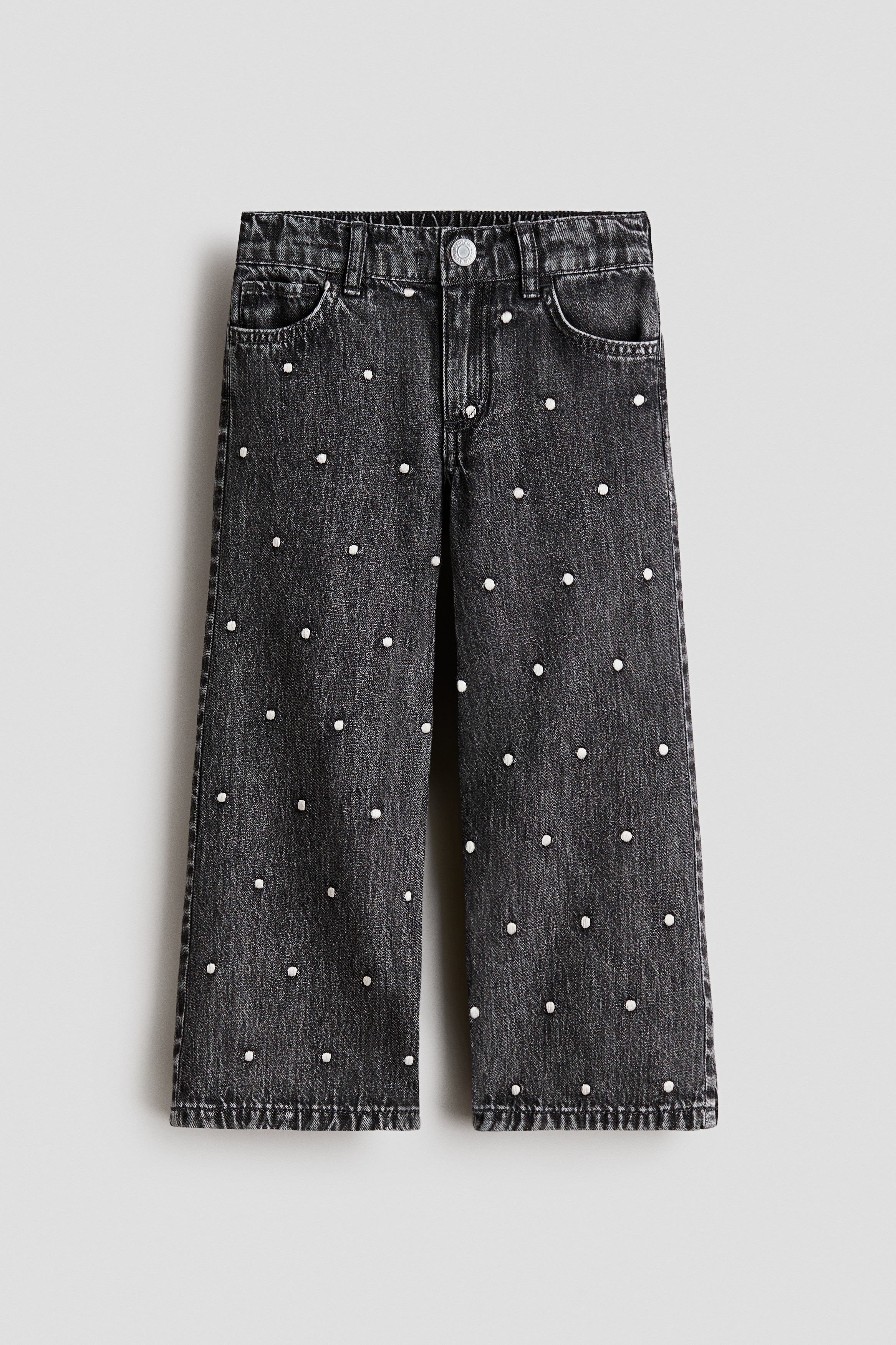 Jeans a gamba ampia con motivi - Nero denim/pois/Blu denim chiaro/fiori/Blu denim chiaro/cuori