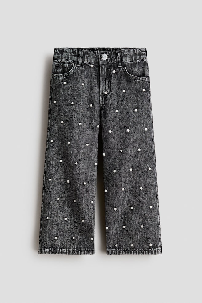 Wide-Leg Jeans with Motif Details - Denim black/dotted/Light denim blue/floral - 1