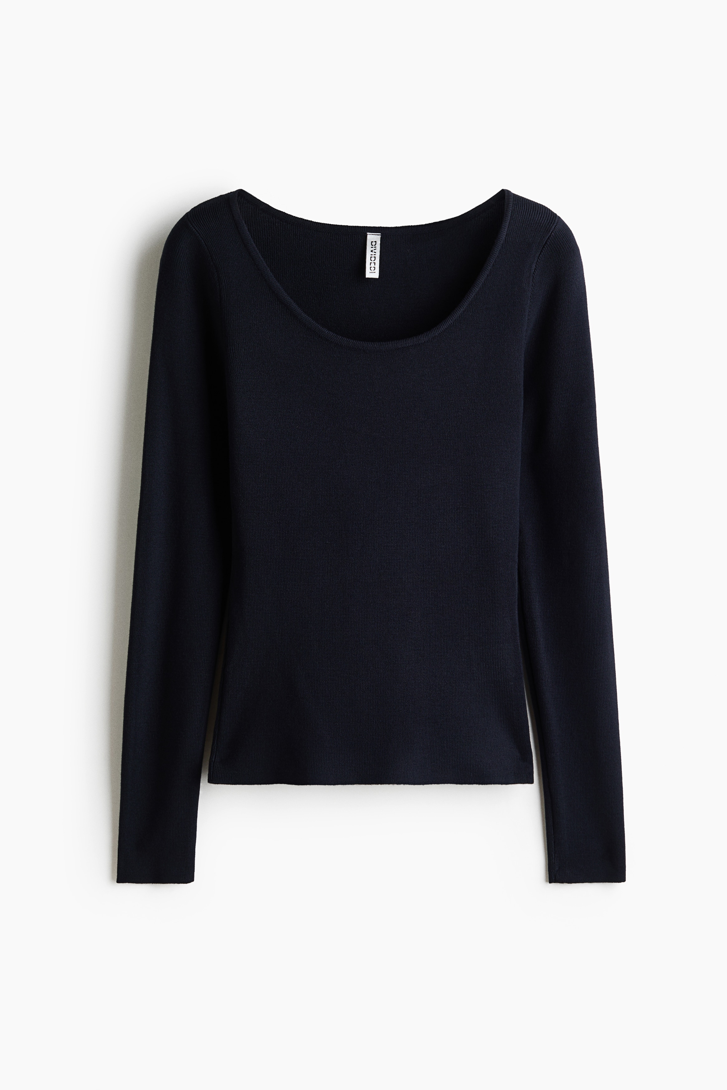 Knitted scoop-neck top - Navy blue/Burgundy/Light purple
