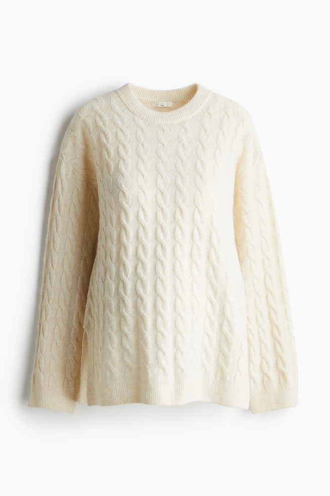 MAMA Jersey en punto trenzado - Crema/Gris jaspeado - 1
