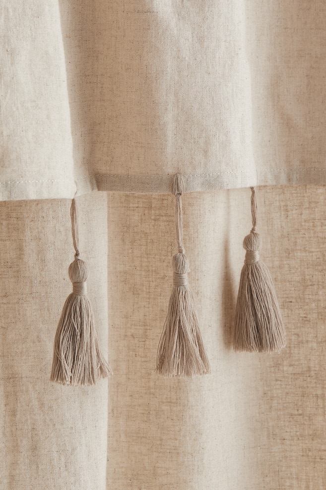 2-pack tasselled curtains - Light beige/White/Light greige - 5
