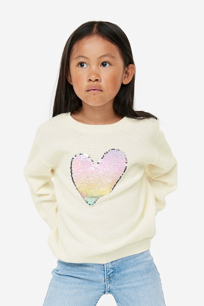 Reversible sequin-motif jumper - Natural white/Heart/Light pink/Rainbow/Light yellow/Hearts/Natural white/Butterfly/dc/dc/dc/dc/dc - 1