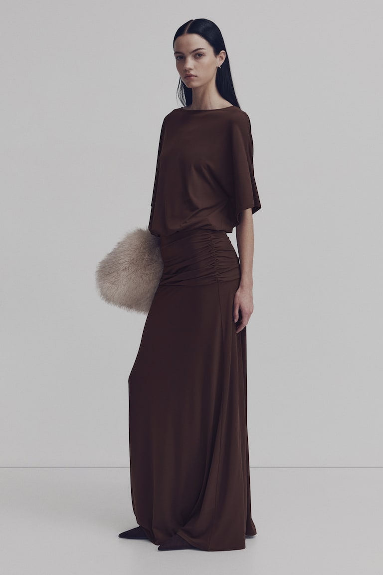 h&m beige maxi dress Women's Dusty beige Knit Maxi Dress
