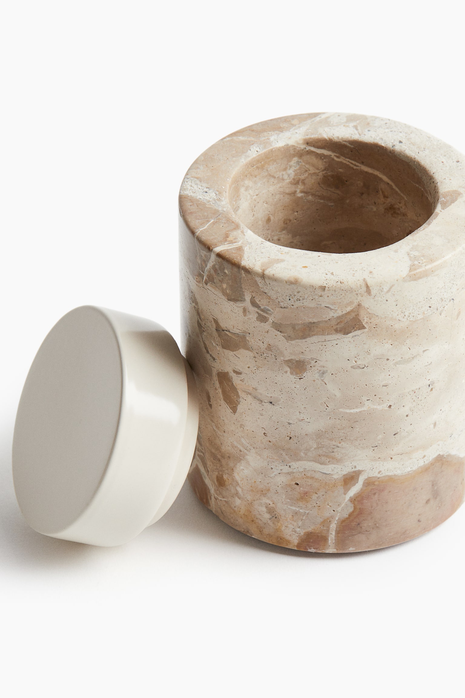 Small lidded marble container - Beige - 3