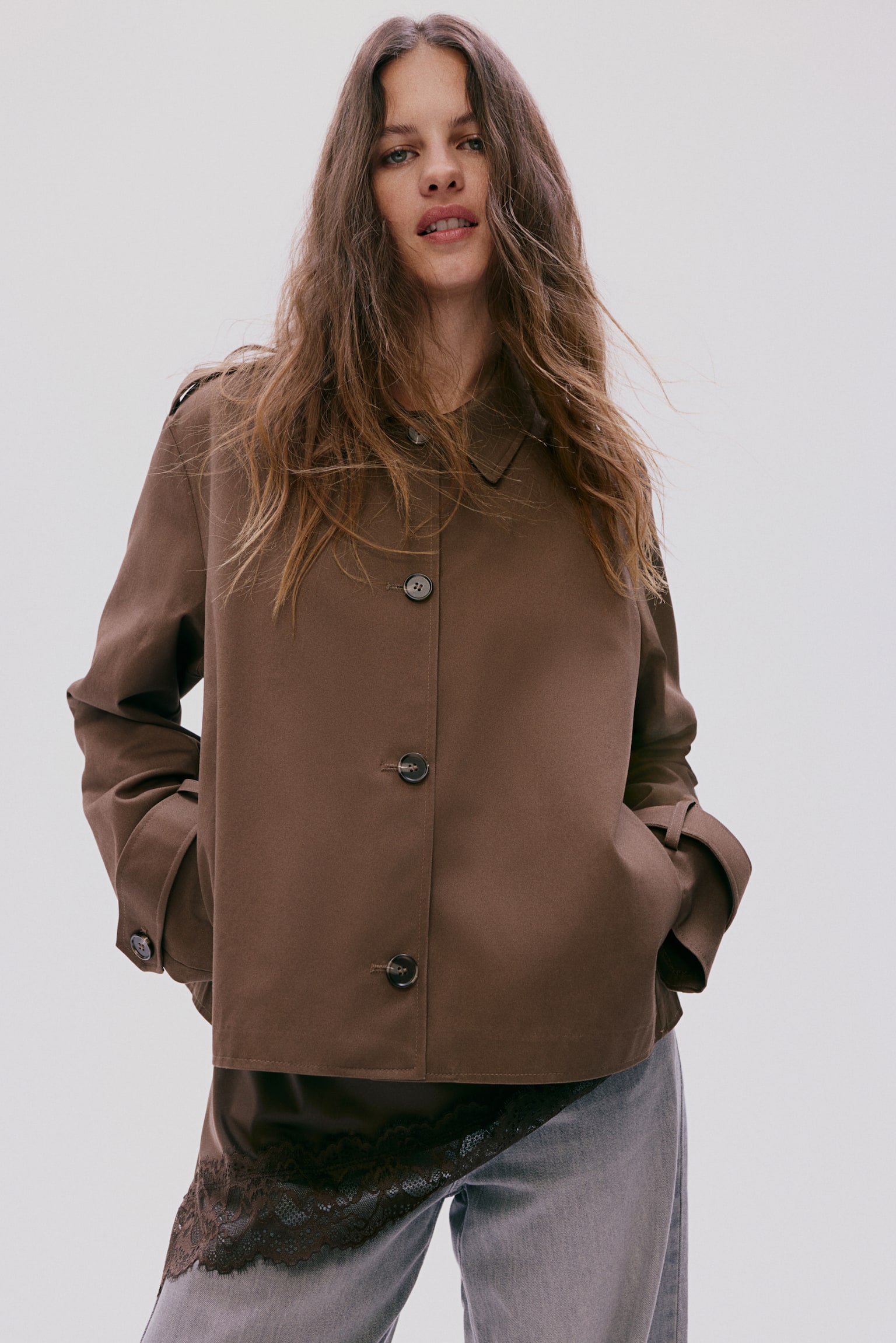 Veste façon trench en coton - Beige foncé/Beige/Dark khaki green - 5