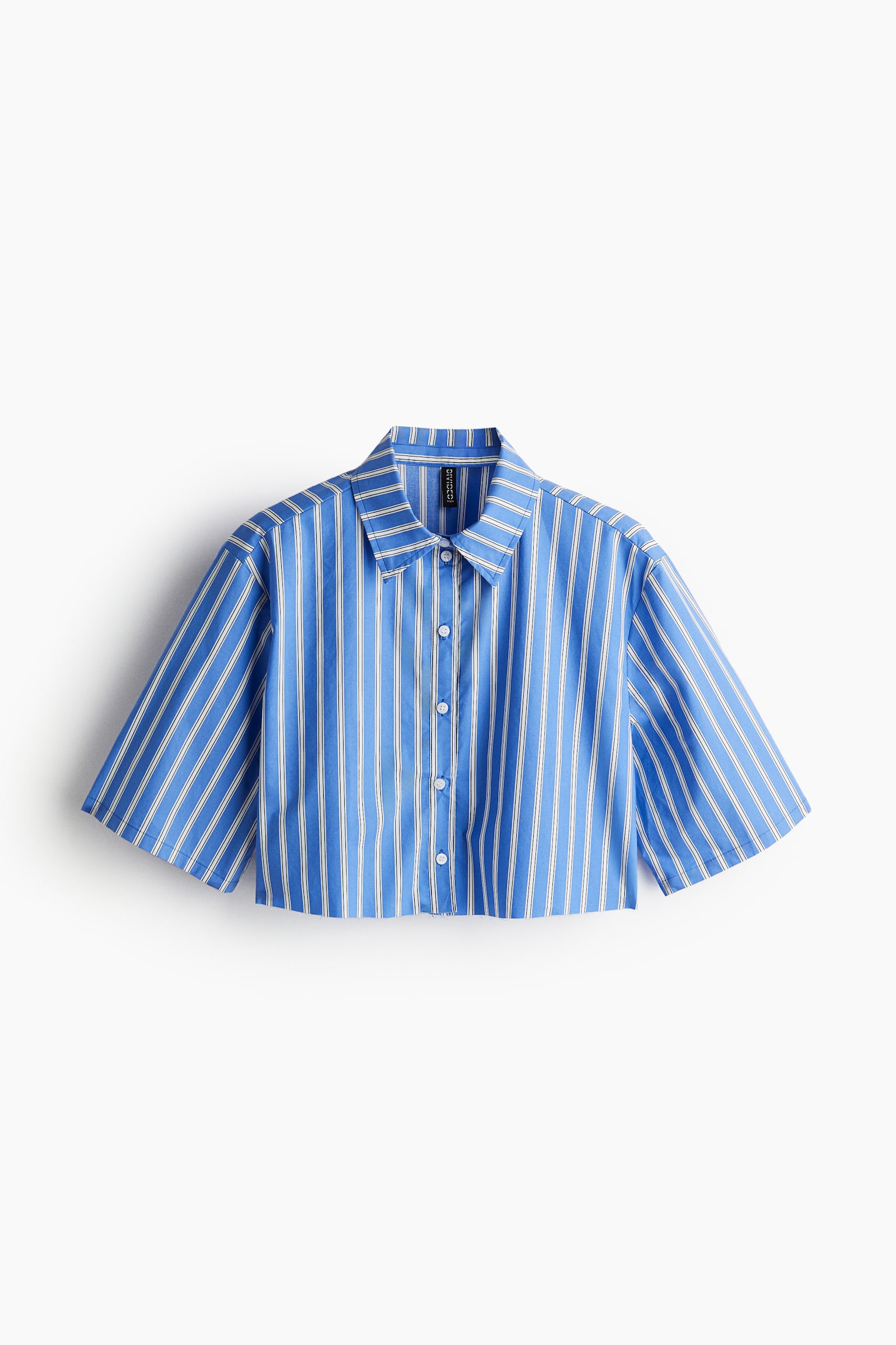 Cropped cotton shirt - Blue/Striped/Black/Brown/Orange/White - 1