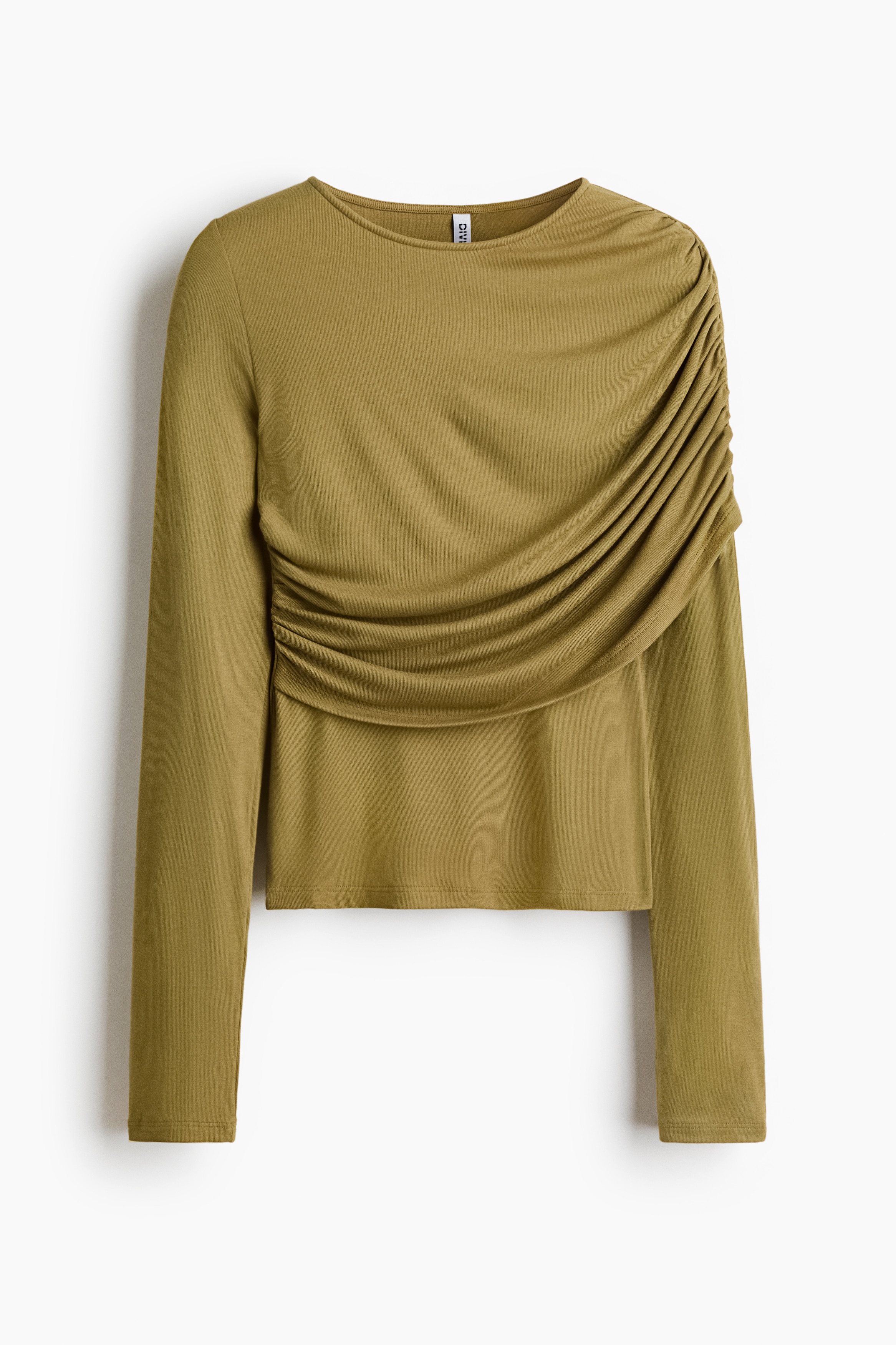 Draped viscose top - Golden olive/Black/Dark grey