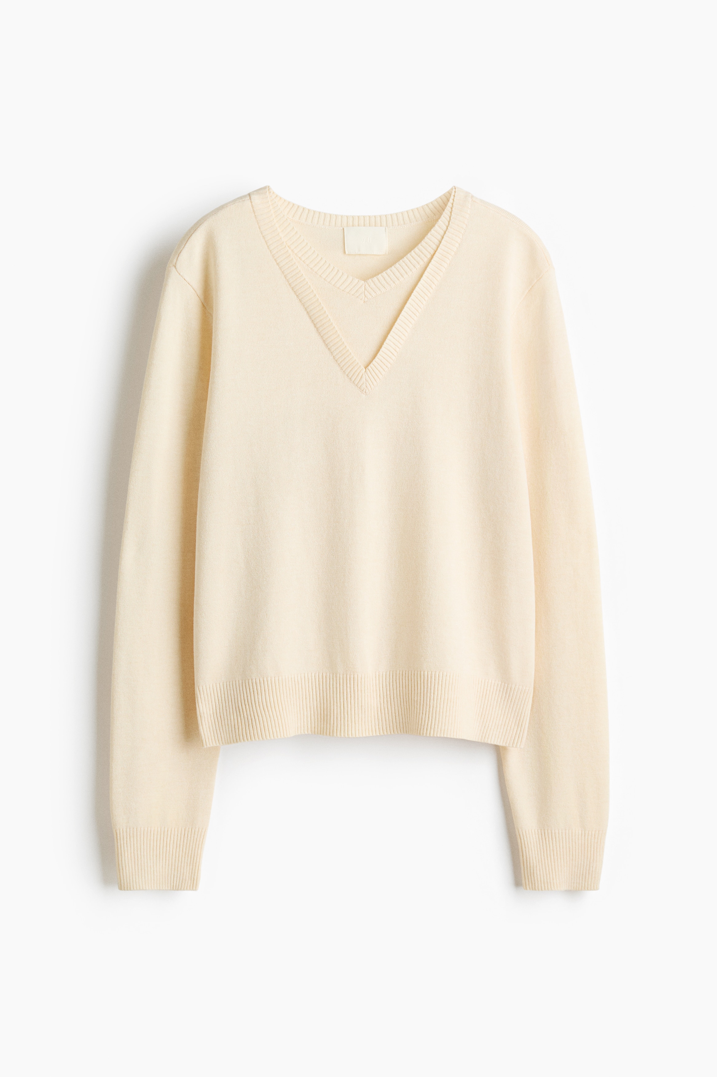 レイヤードルックセーター - ライトベージュ/グレーメランジ