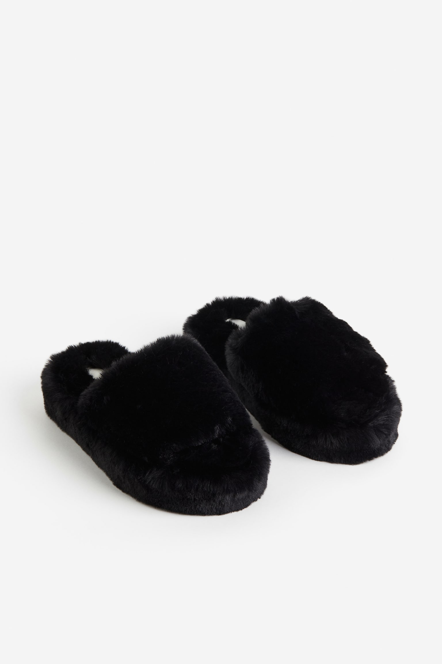 Fluffy Slippers - Black/Light beige - 3