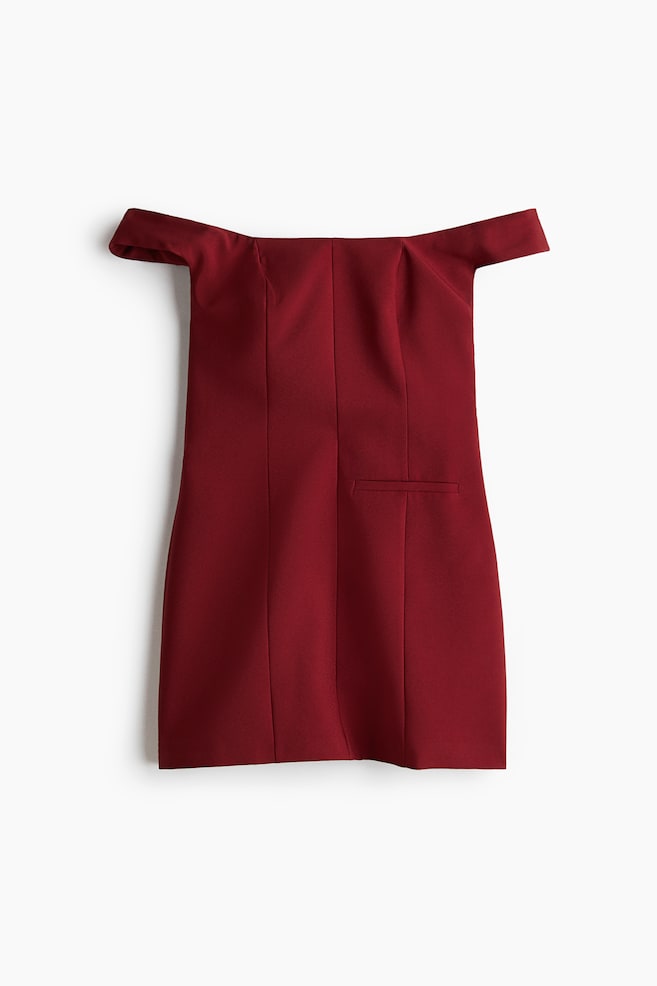 Off-Shoulder-Kleid - Dunkelrot/Hellrosa - 1