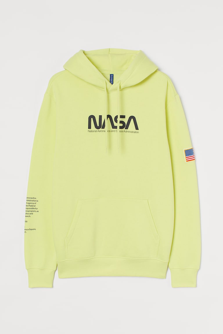 Printed Hoodie Light yellow/NASA Men H&M US