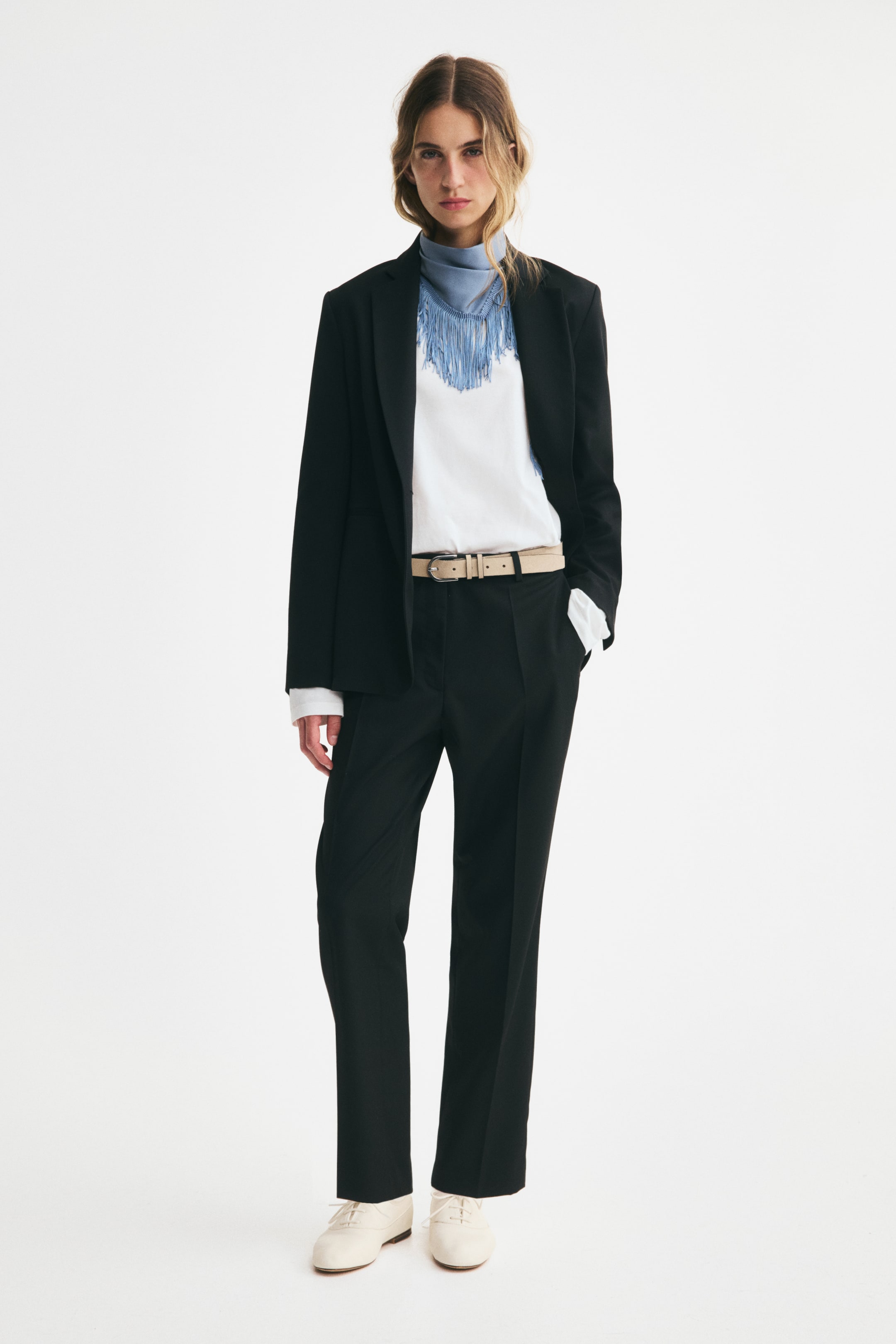 Single-Breasted Twill Blazer