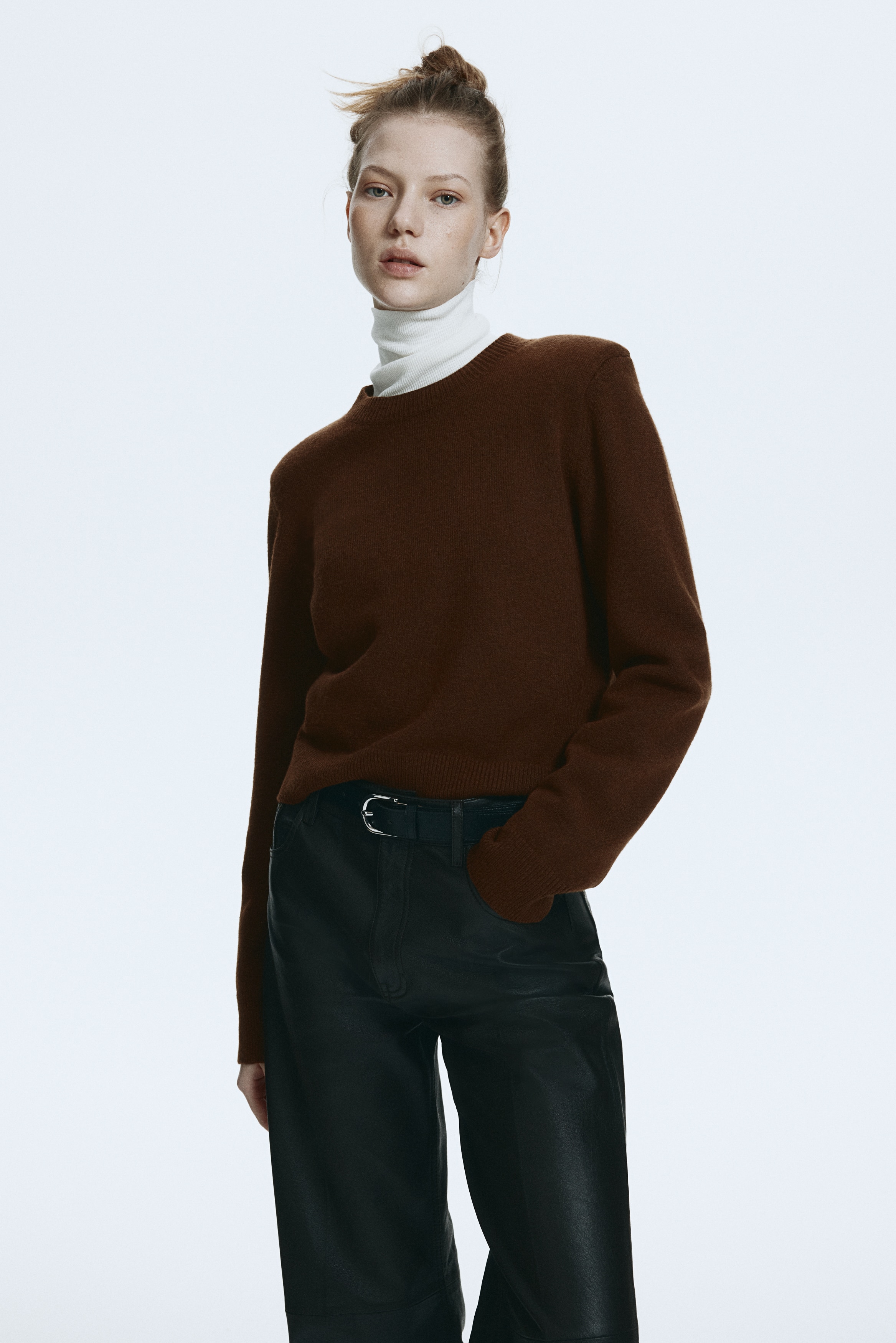 Pull à épaulettes - Marron foncé/Taupe clair/Beige