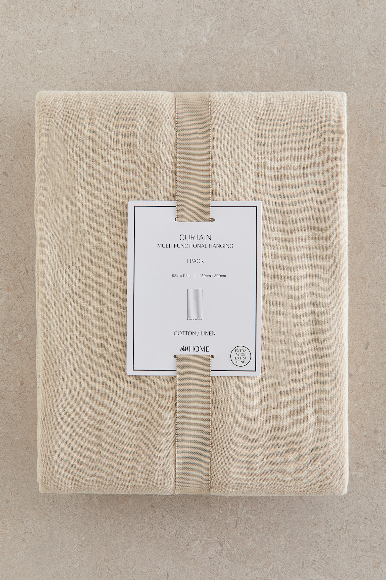 1-pack long and wide linen-blend curtain length - Beige/White/Light khaki green/Light pink