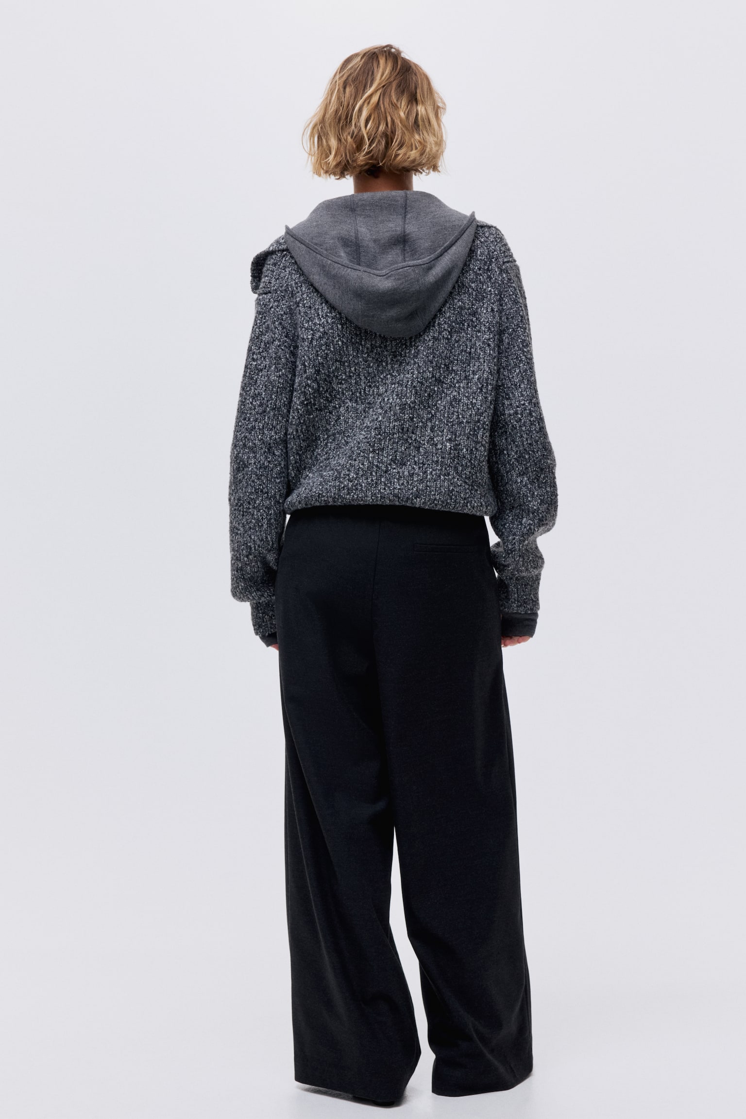 Wide pull-on trousers - Dark grey/Beige/Dark brown/Pinstriped - 3