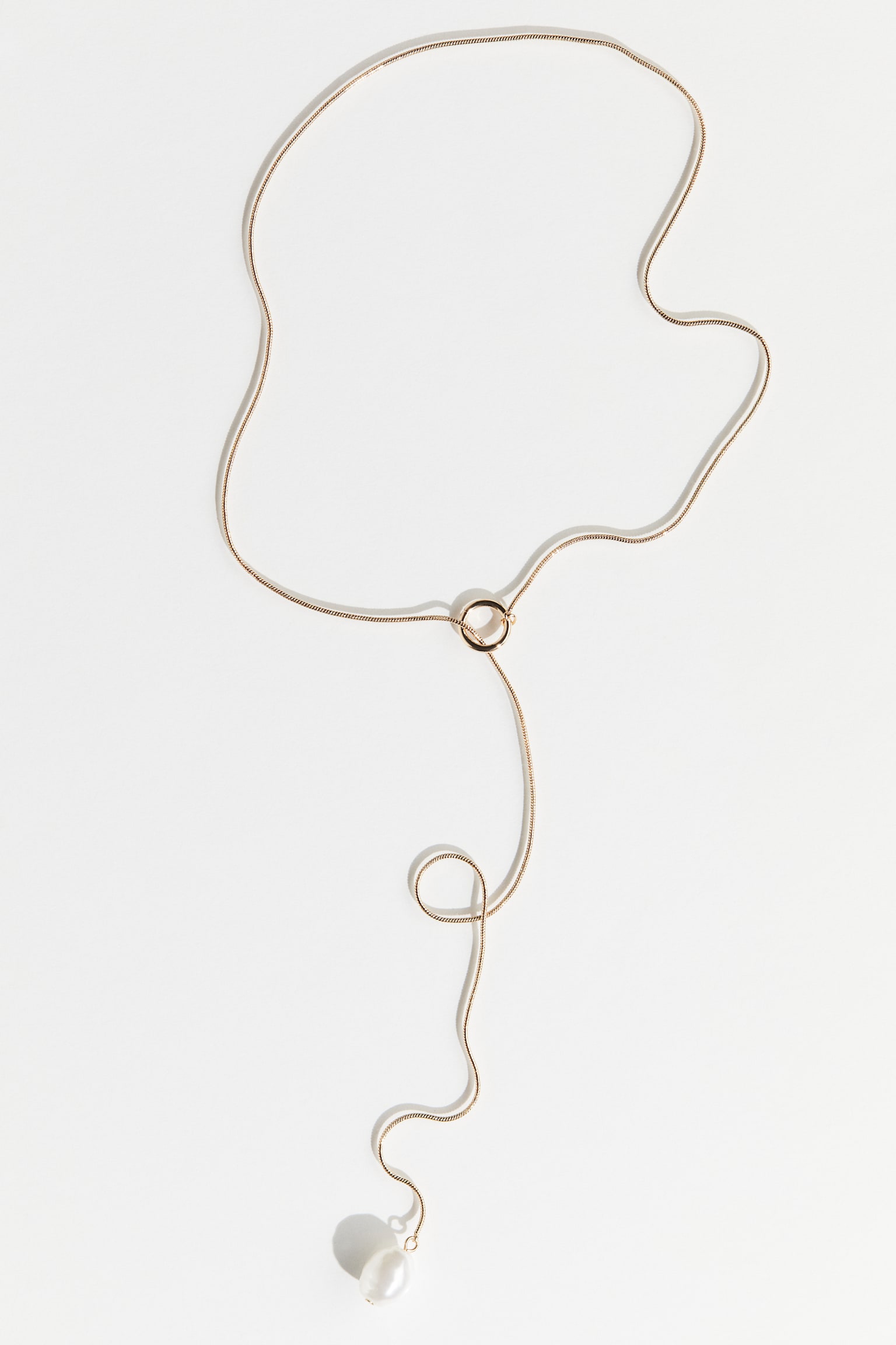 Lariat Necklace - Gold colour/White/Silver colour - 1