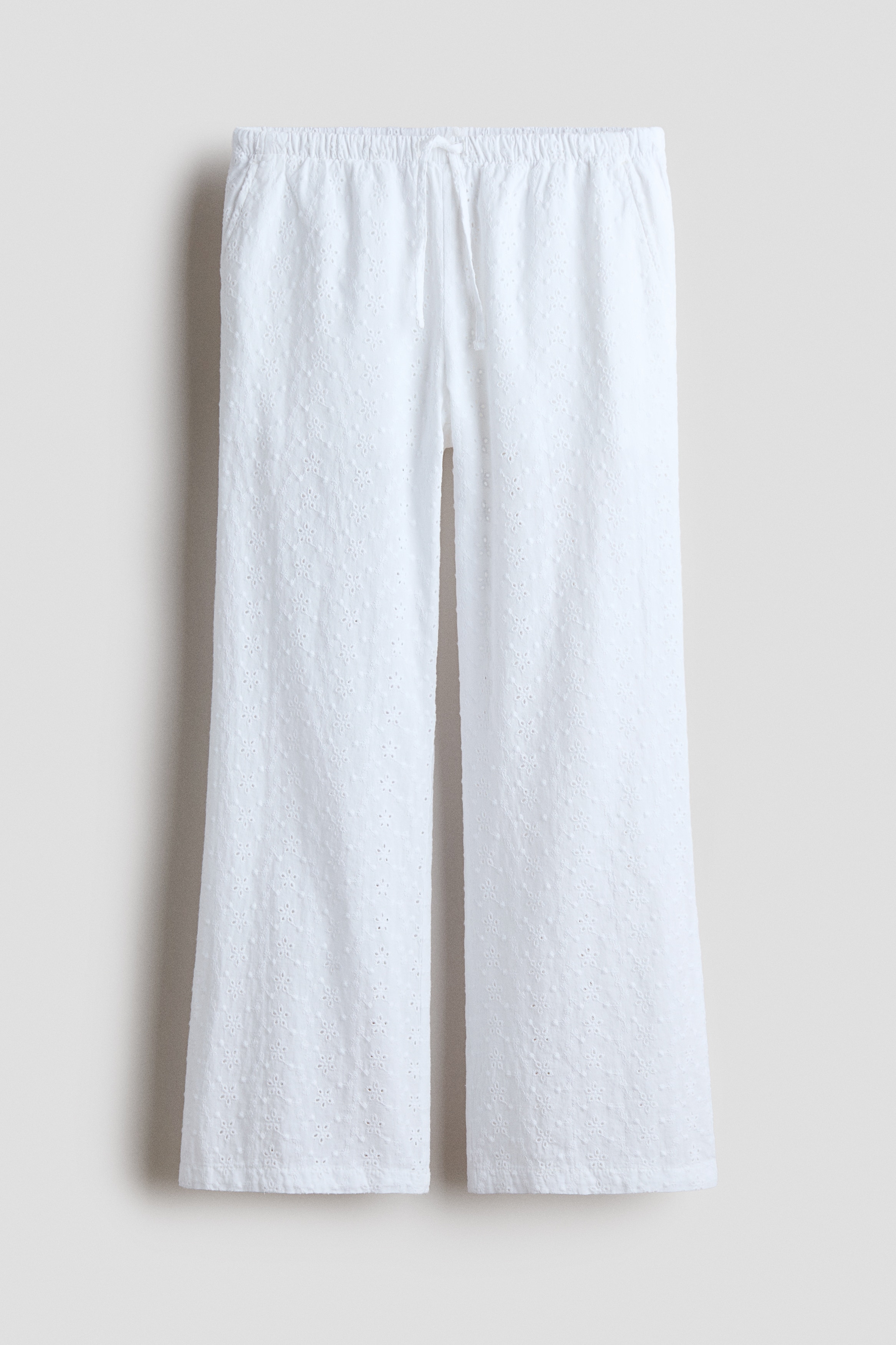 Broderie anglaise trousers - White/Light pink