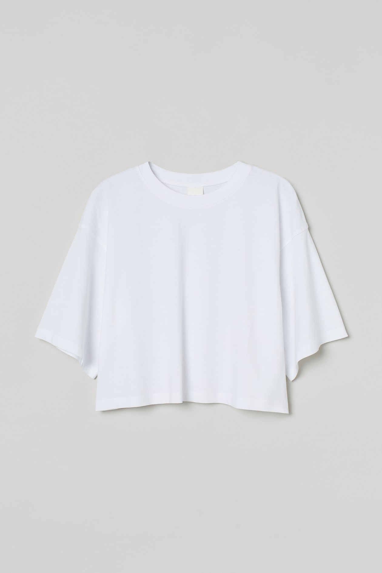 Crop T-shirt - Round Neck - Short sleeve - White - Ladies | H&M US