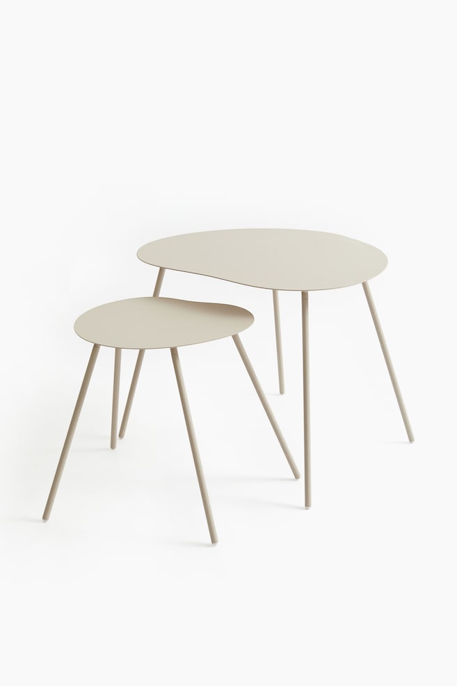 Metal Side Table Set - Beige/Sage green/Black/Black - 1