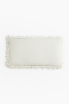 Frill-trimmed cushion cover - Light beige - Home All | H&M GB