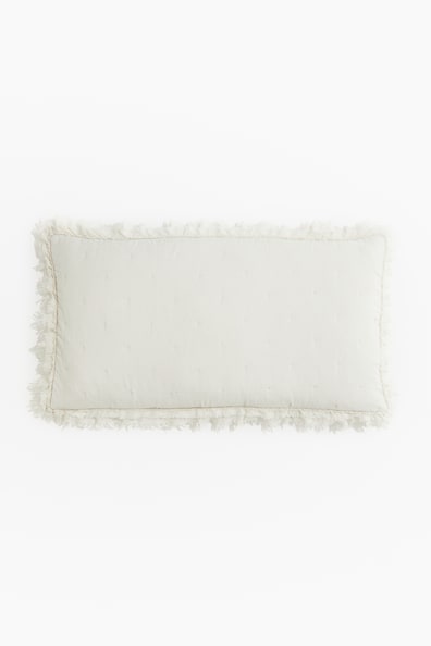 Frill-trimmed cushion cover - Light beige - Home All | H&M GB