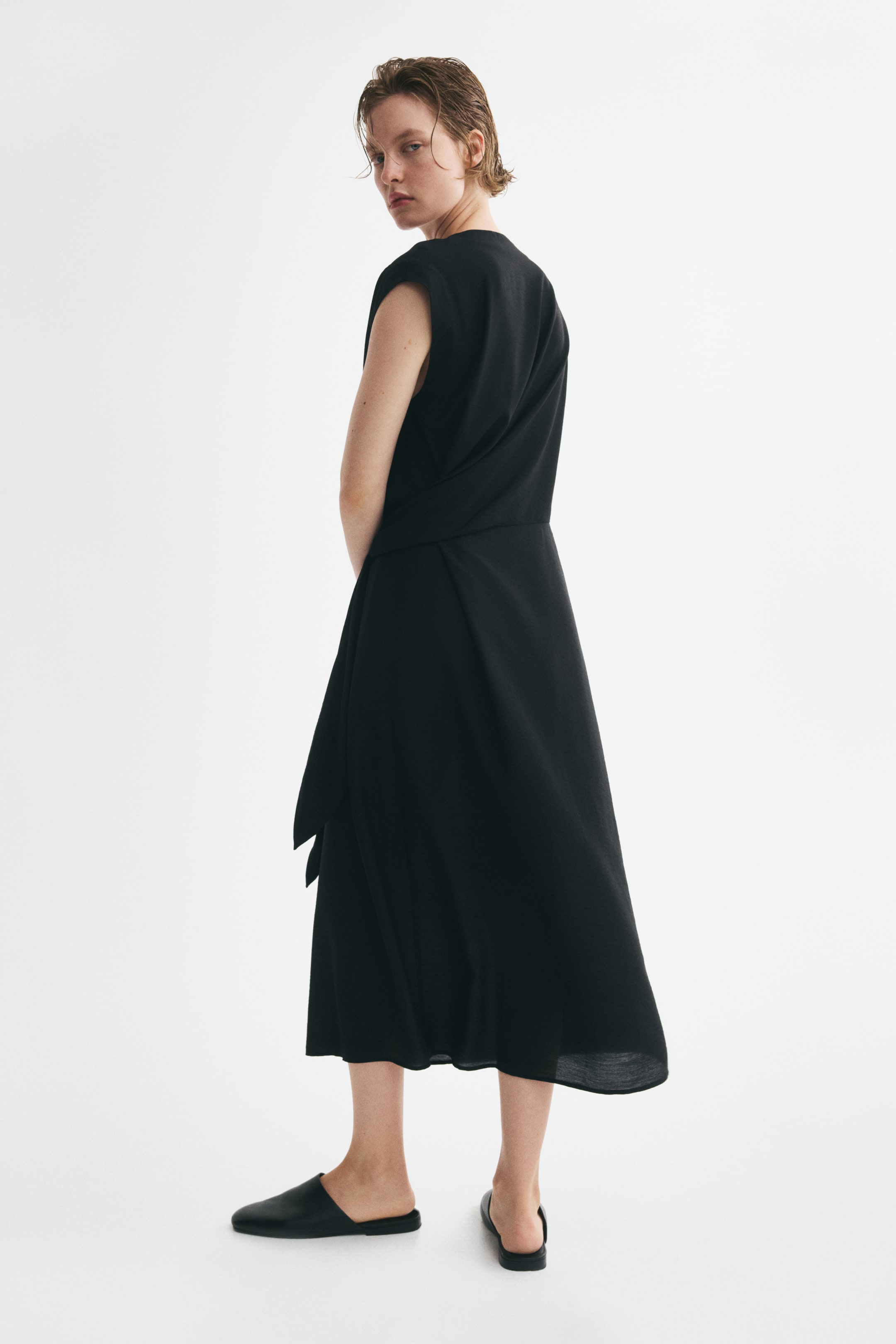 Sleeveless Wrap-Detail Dress