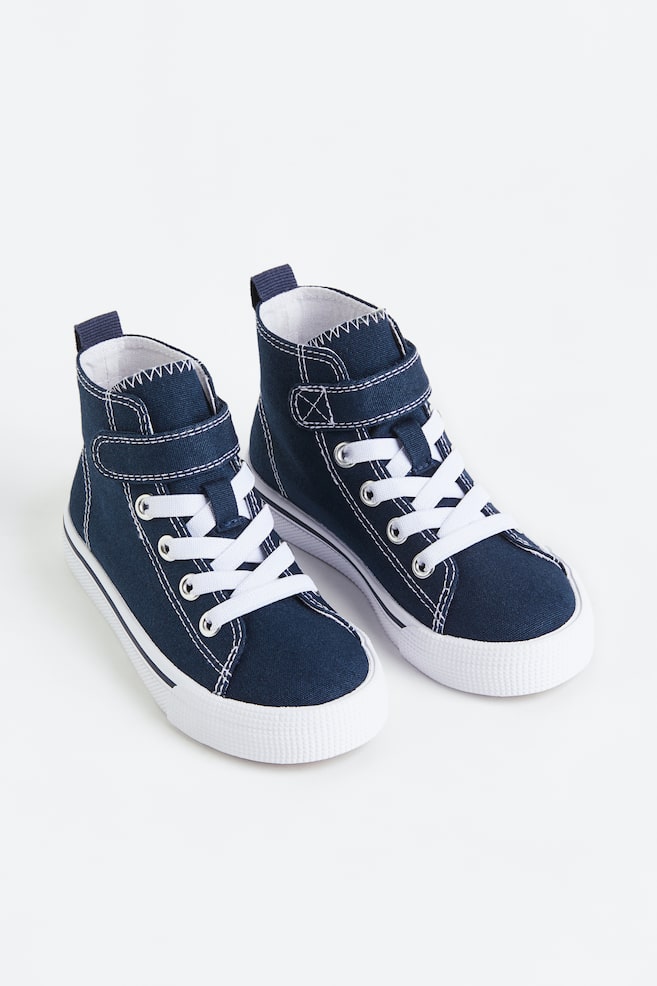 Sneakers alte in tela - Blu navy/Bianco - 1