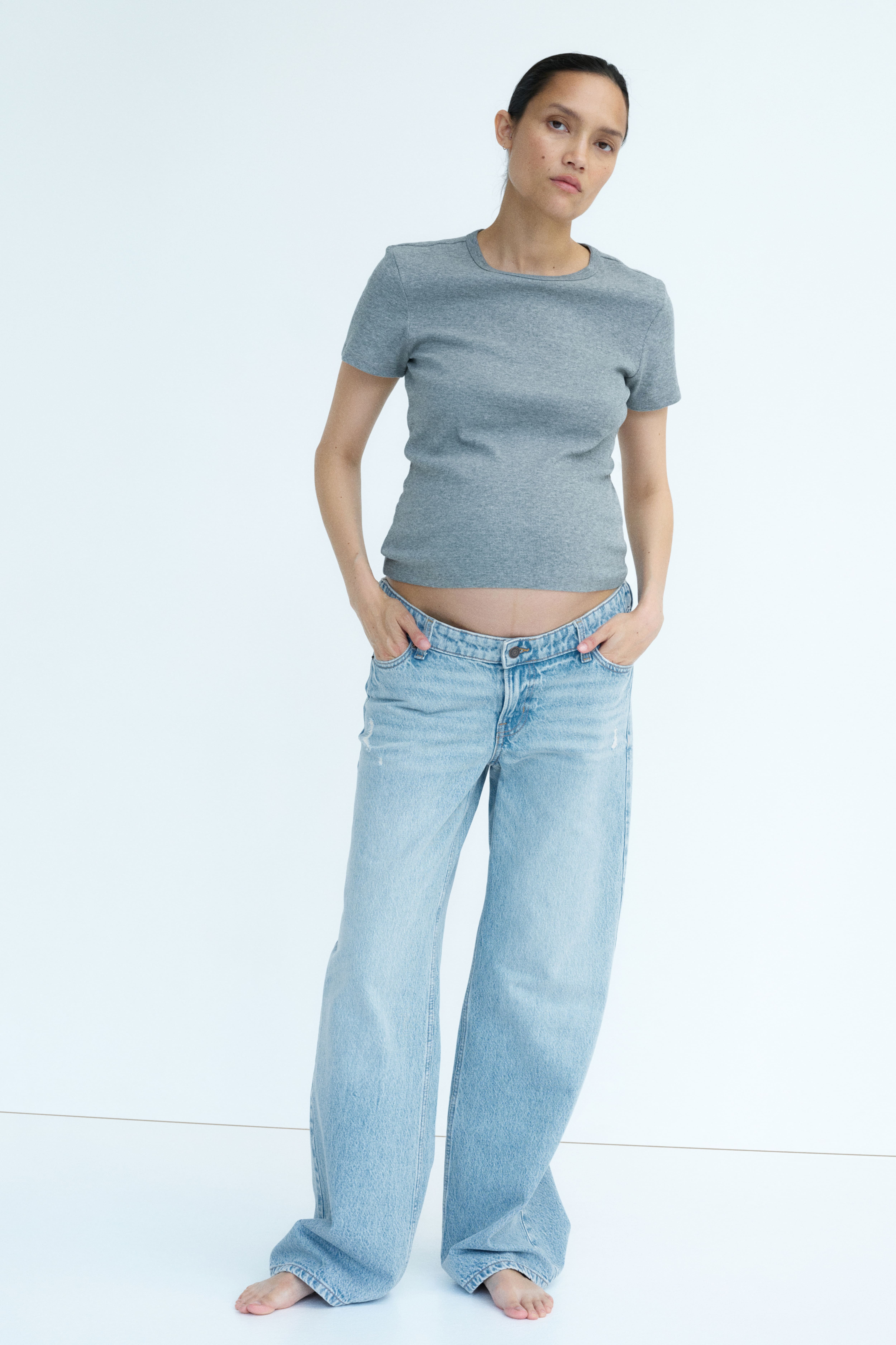 Jean large MAMA à taille basse