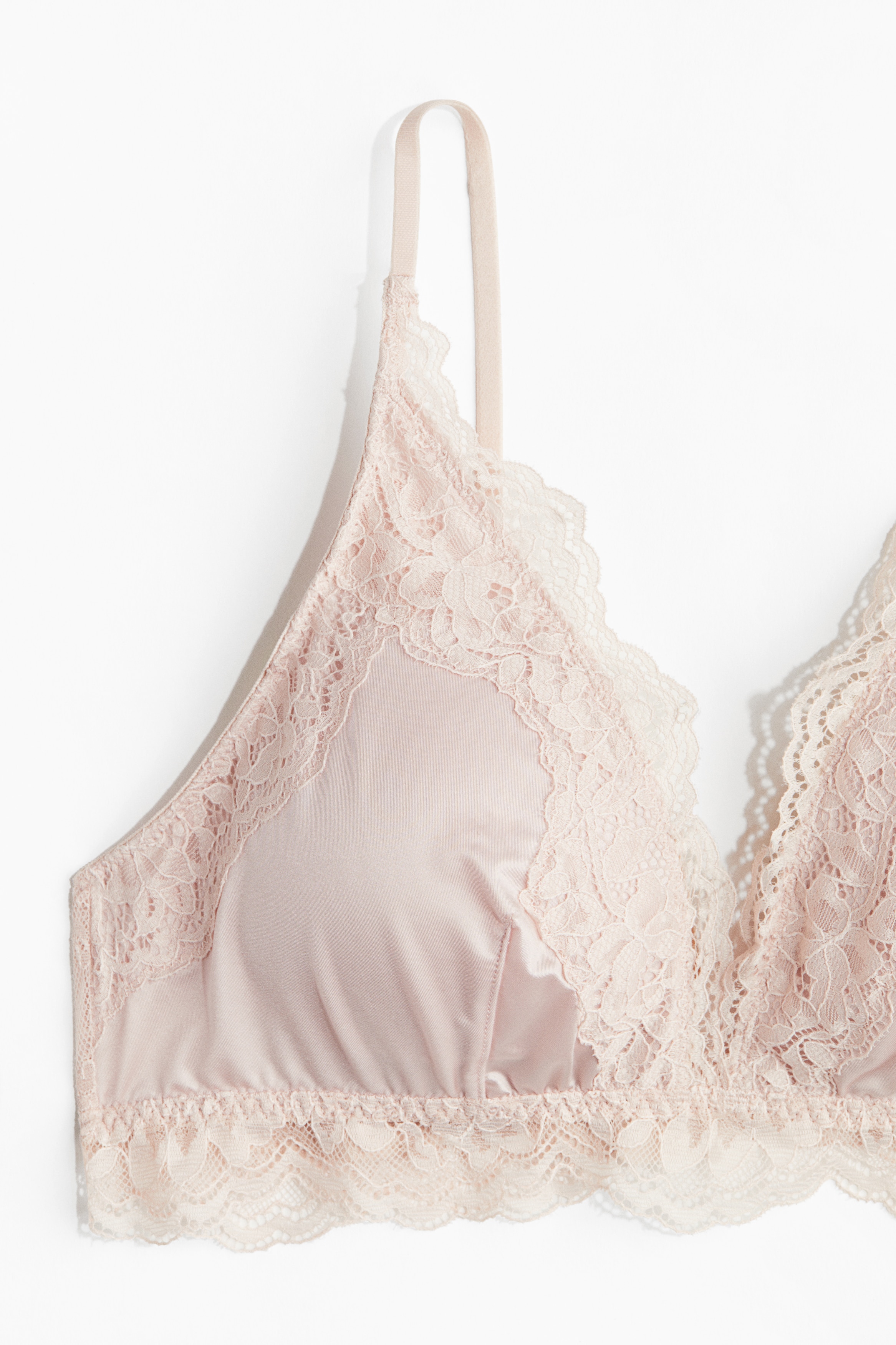 Padded soft microfibre and lace bra