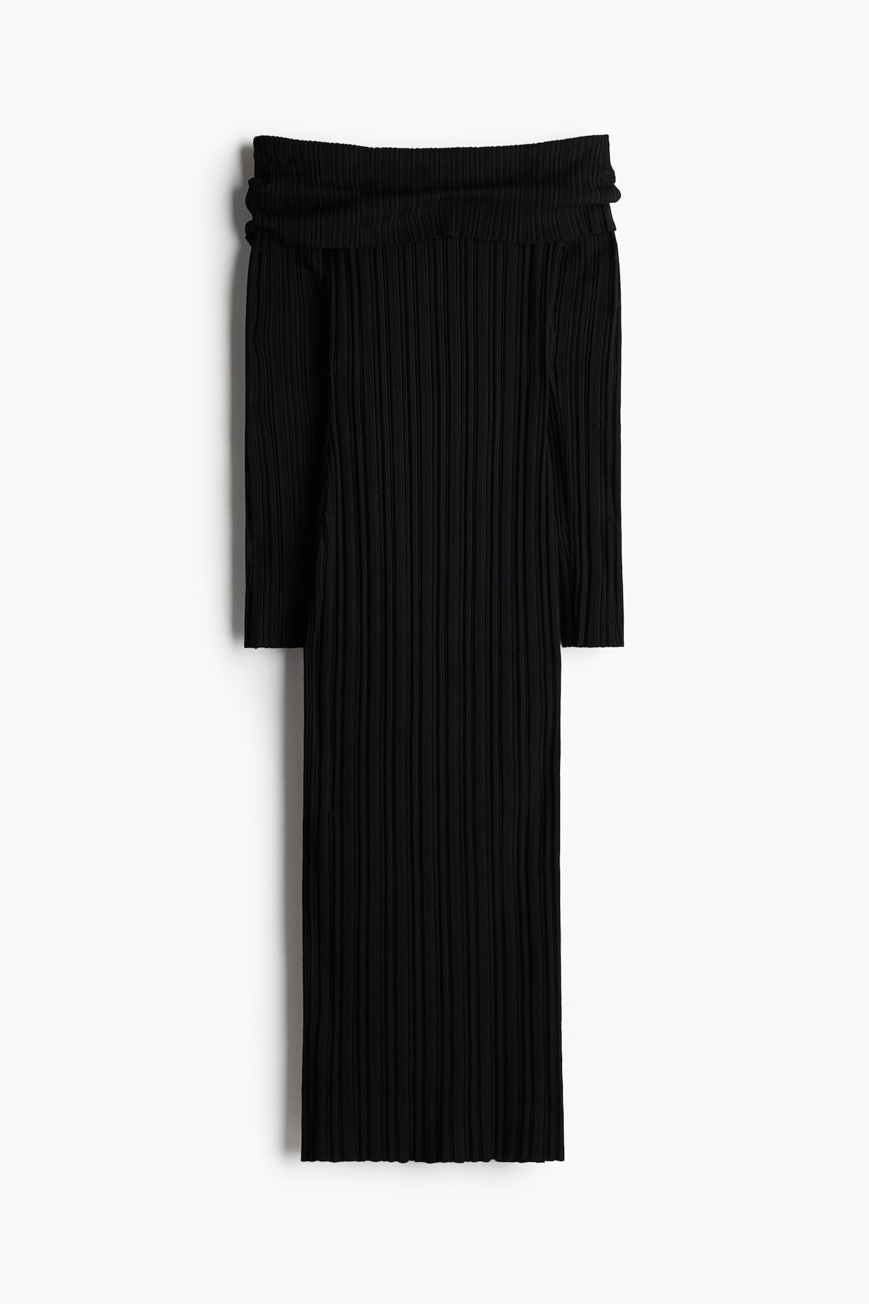 Rib-Knit Off-the-Shoulder Dress - Black - Ladies | H&M CA