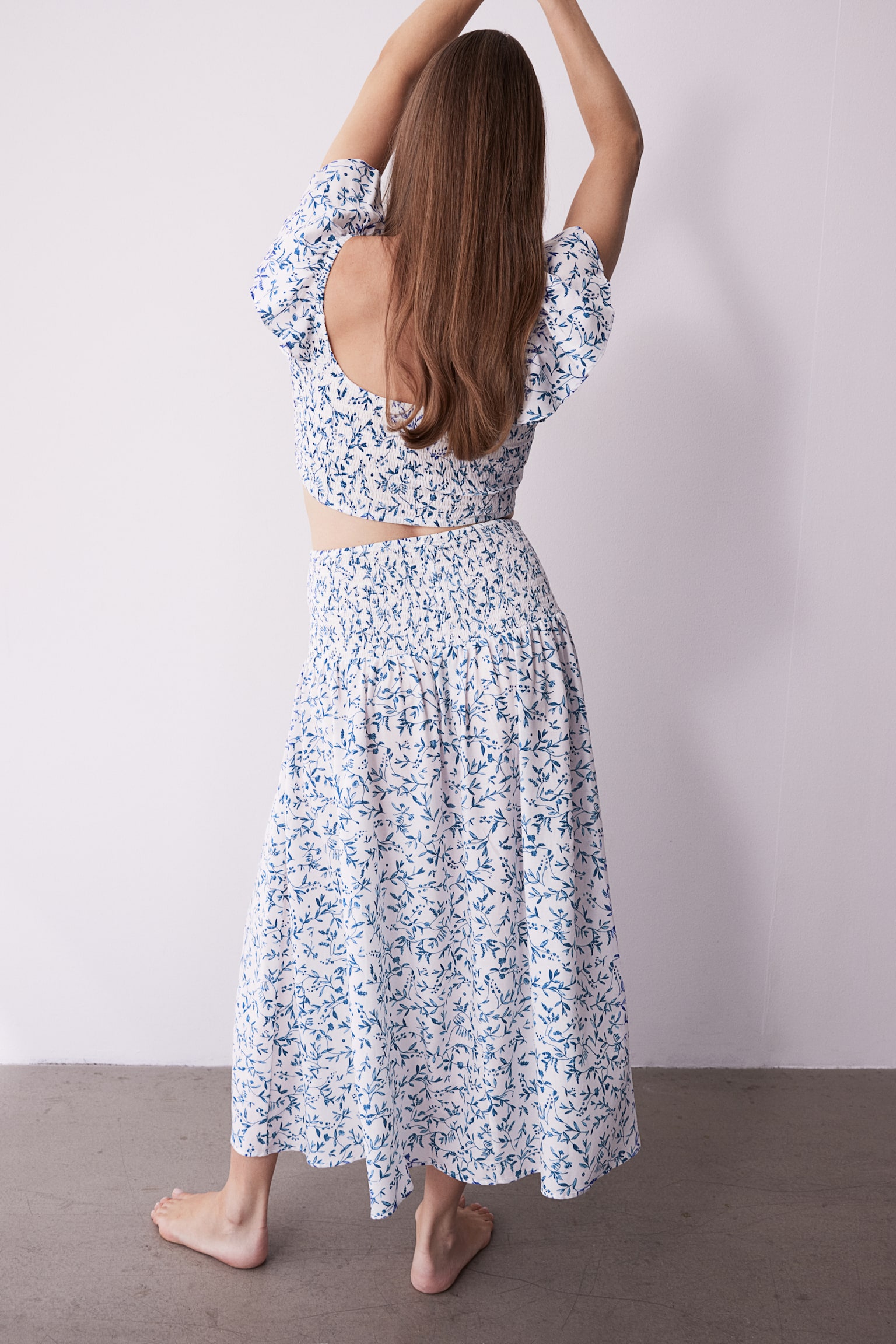 MAMA Before & After long skirt - White/Blue floral - 4