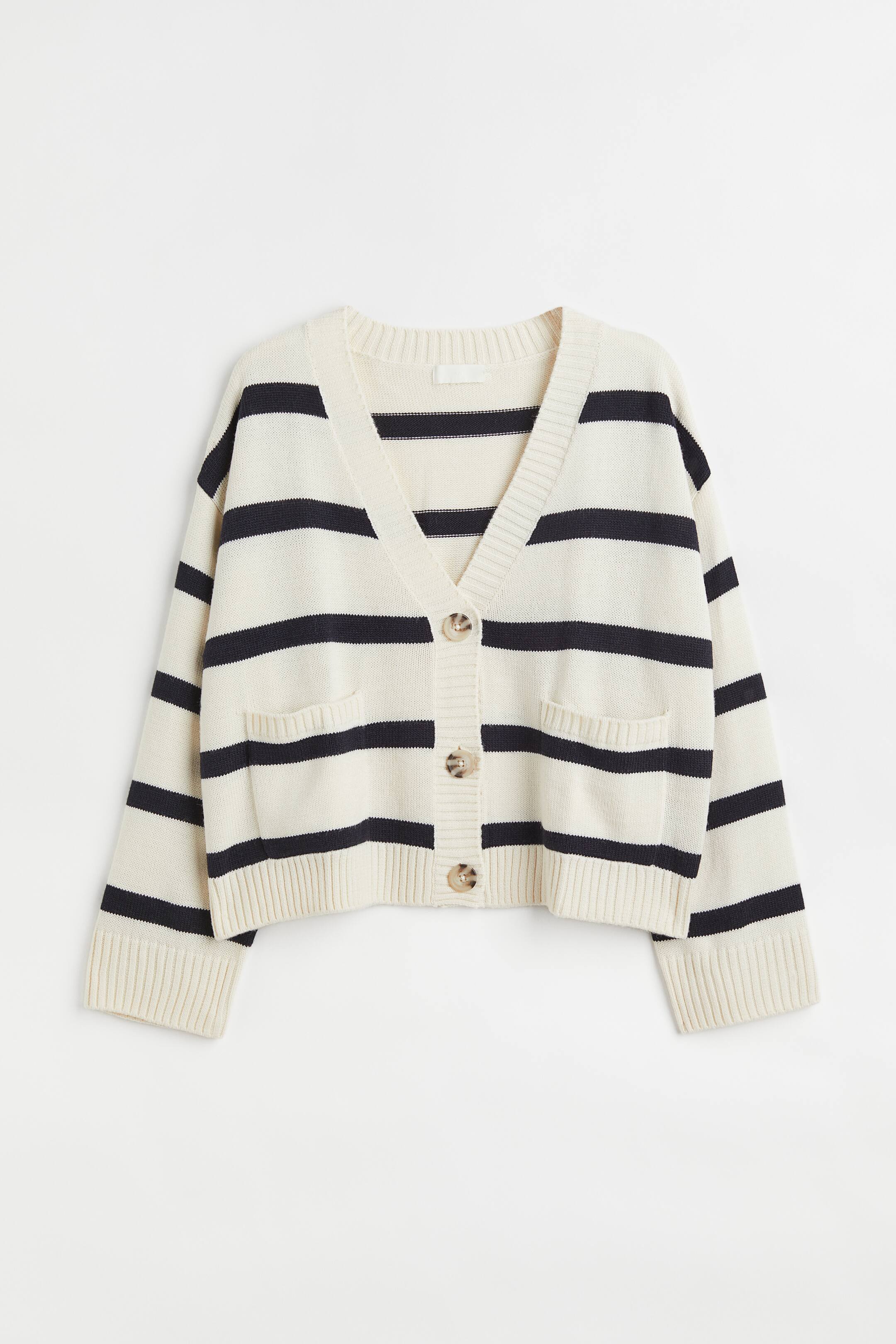 View larger image: H&M+ Boxy-style cardigan - Cream/Striped - Ladies | H&M 1