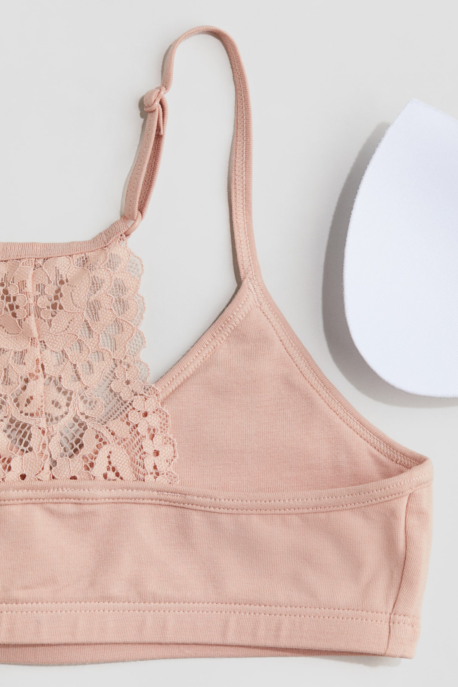 Lace-detail crop top - Pink/White - 2