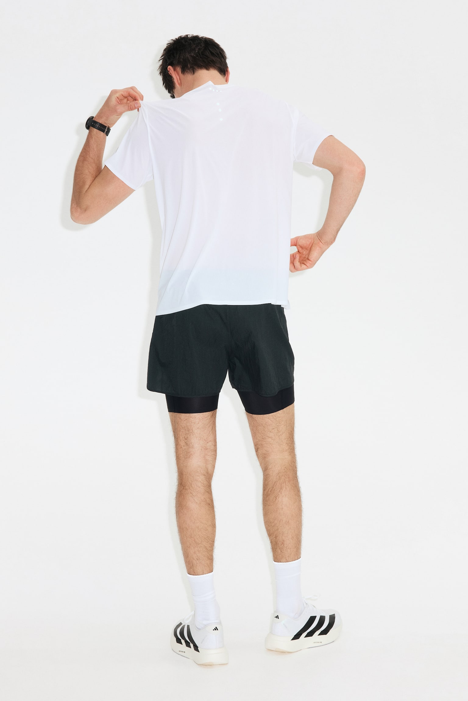 Тонка повітропроникна футболка для бігу - Білий/Темно-сірий/Приглушений світло-зелений/Темно-сірий - 3