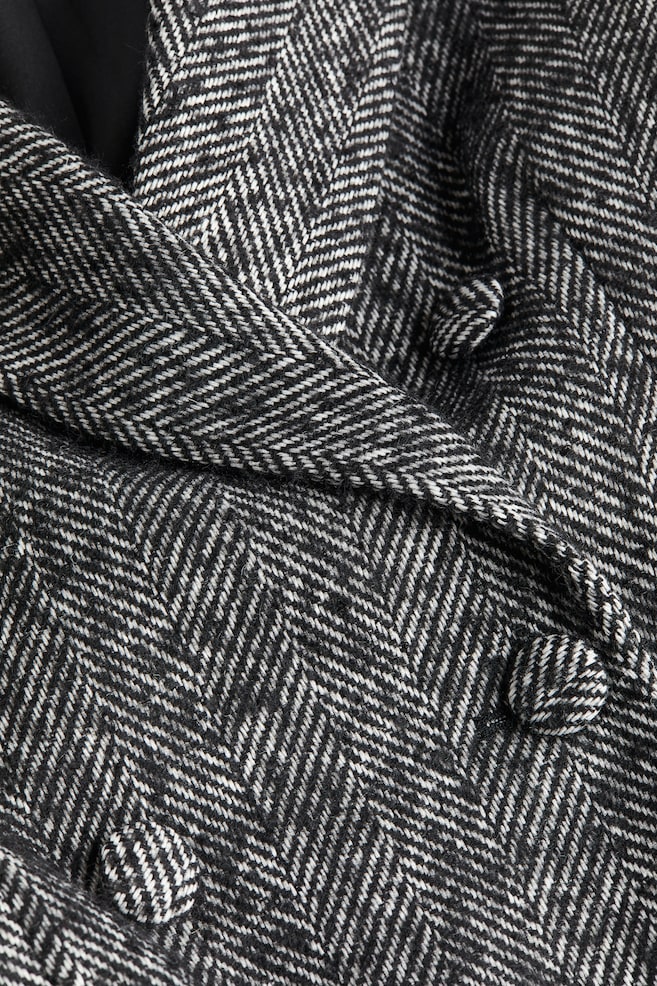Double-breasted blazer - Black/Herringbone-patterned - 5