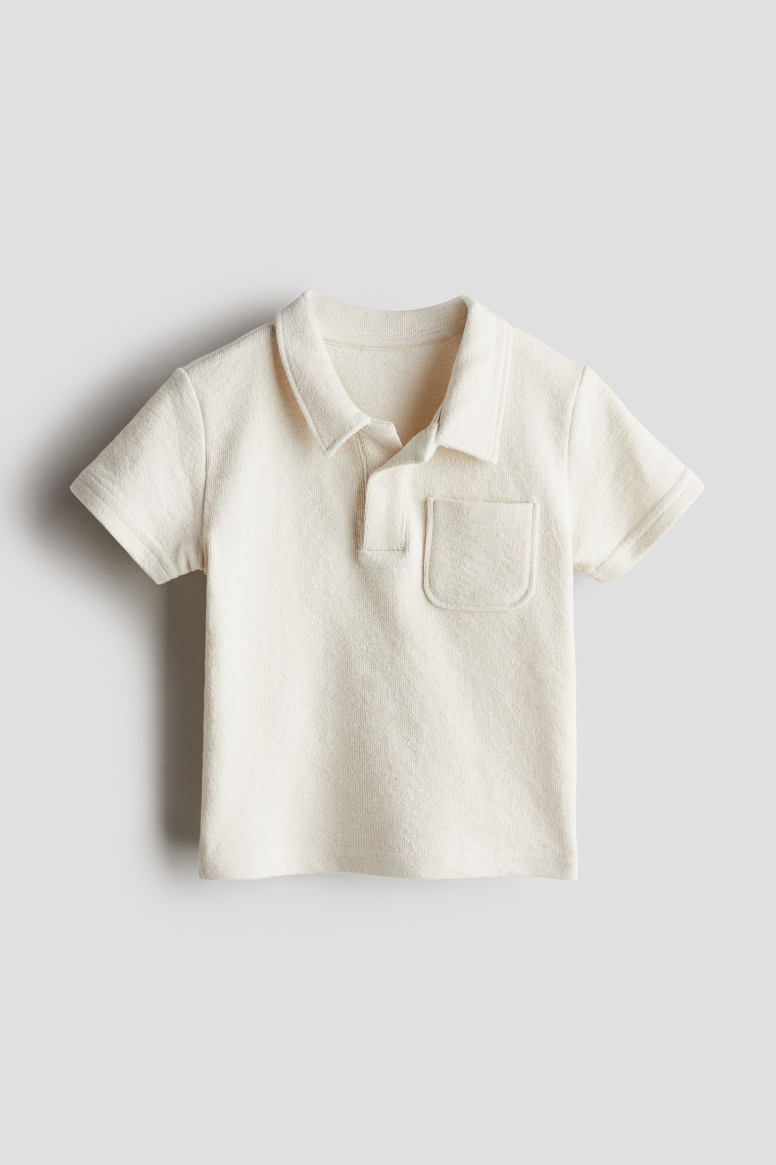 Cotton Terry Polo Shirt - Light beige/Peach/White/Stripe - 1