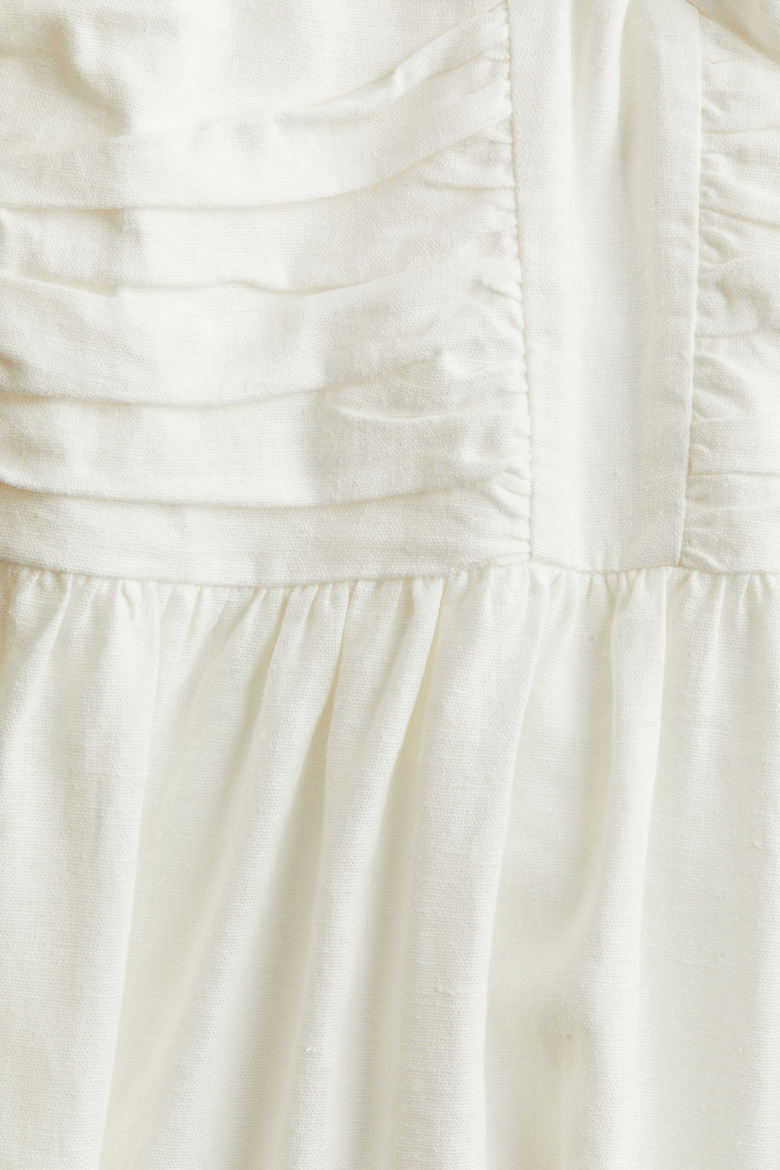 Linen Blend Strappy Dress - White/Cream/Green pattern - 3