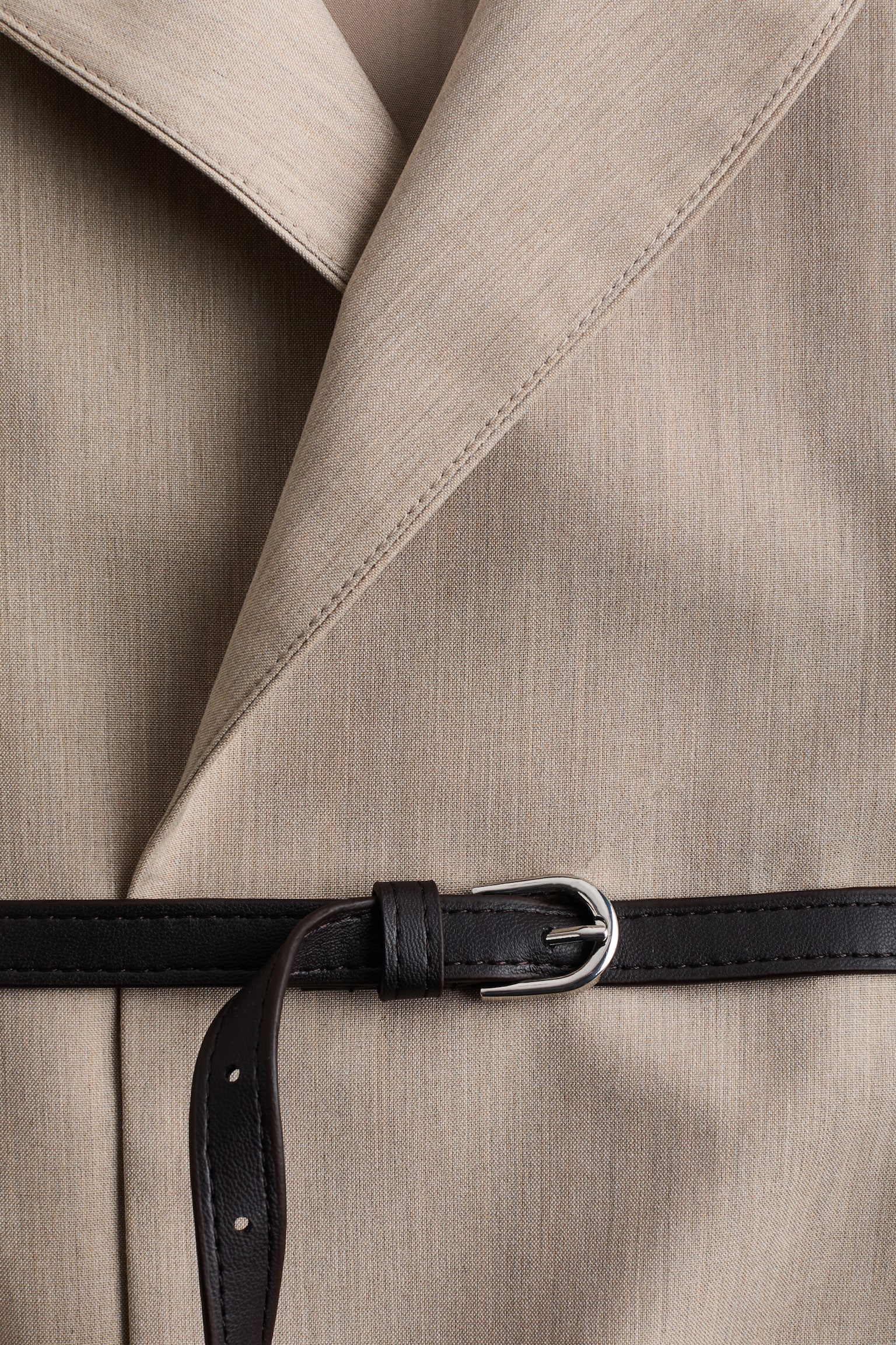 Blazer med bælte - Beige - 4