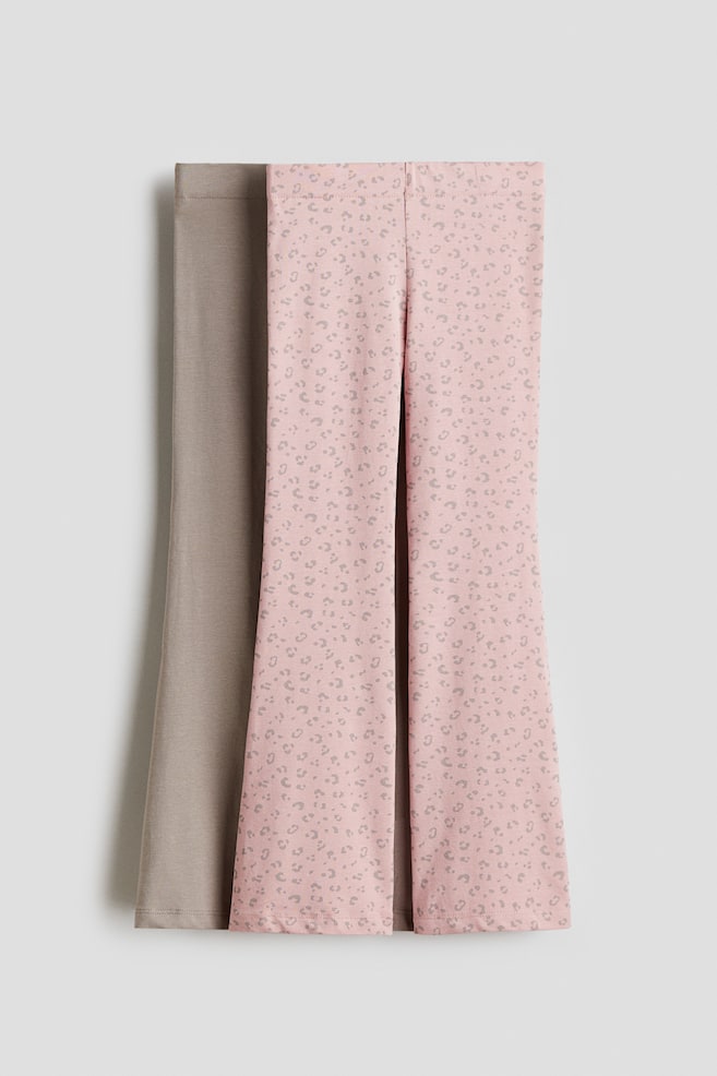 2-Pack Flared Jersey Leggings - Dusty pink/leopard print/Black/Light pink/black/Light purple/dark gray/Beige/Leopard print/Dusty pink/light pink - 1