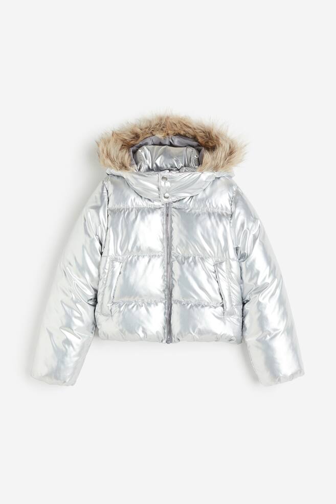 Hooded puffer jacket - Silver-coloured - 1